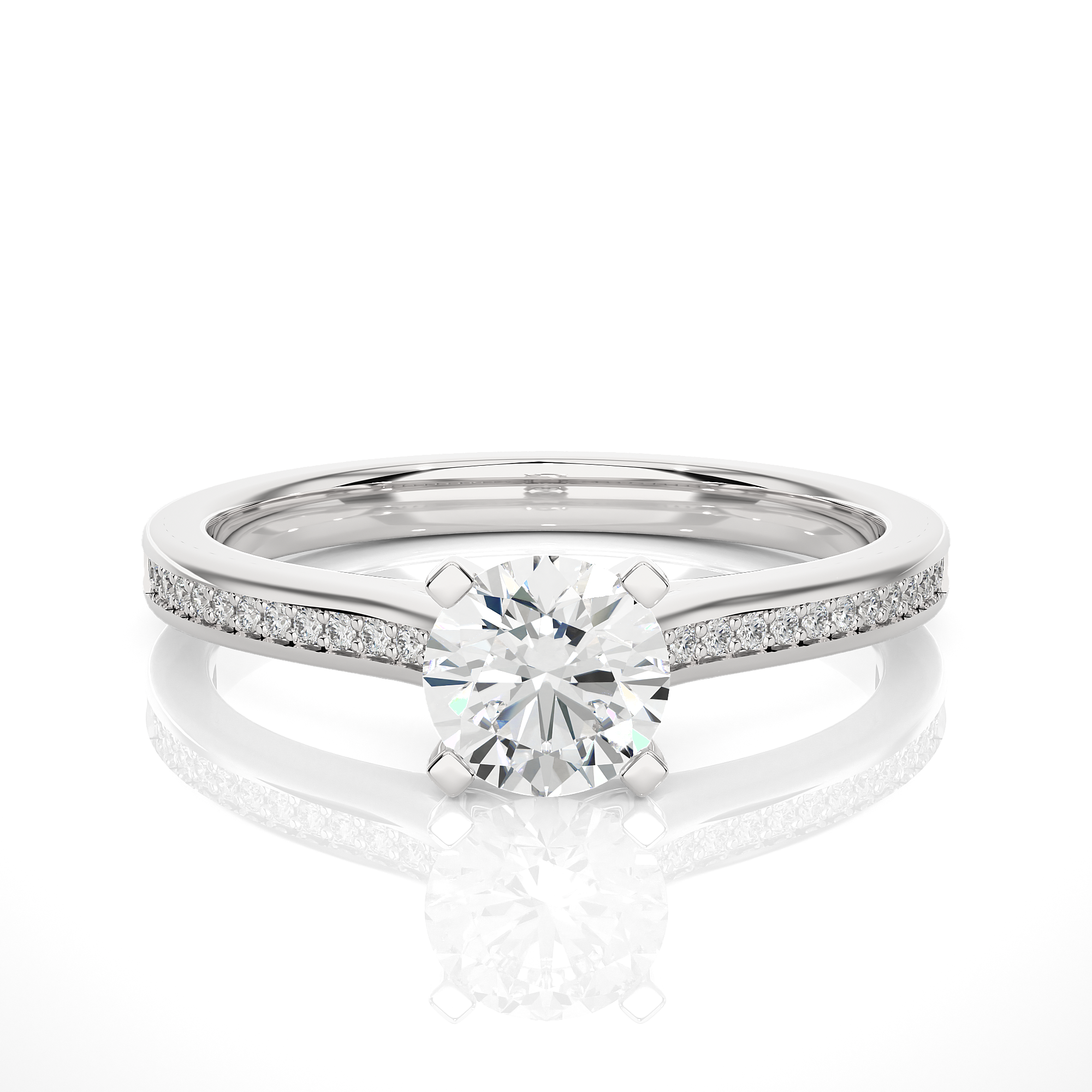 "White Gold 0.75Ct Round Solitaire Diamond Ring - Blu Diamonds"