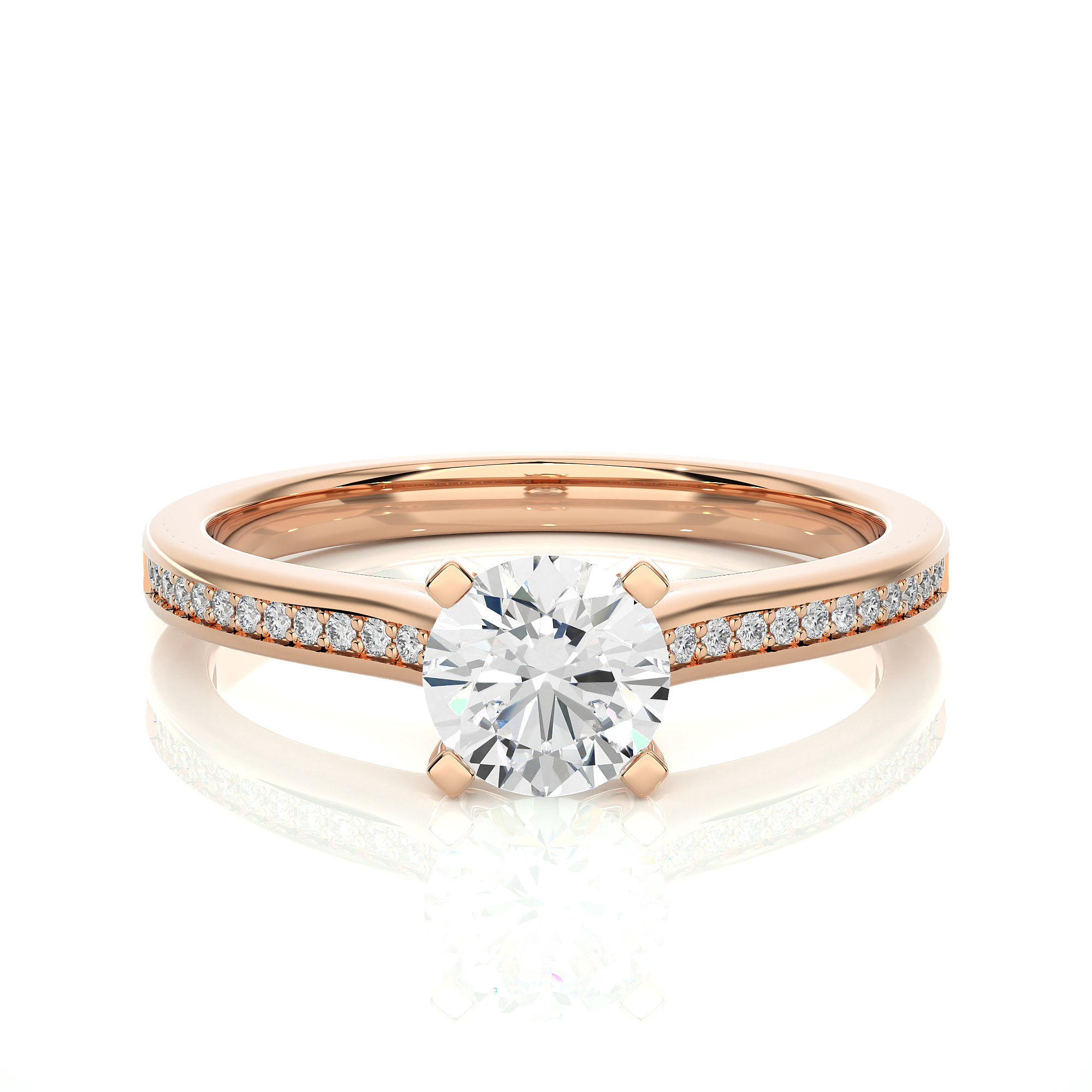 "0.75Ct Round Cut Solitaire Diamond Ring in Rose Gold - Blu Diamonds"