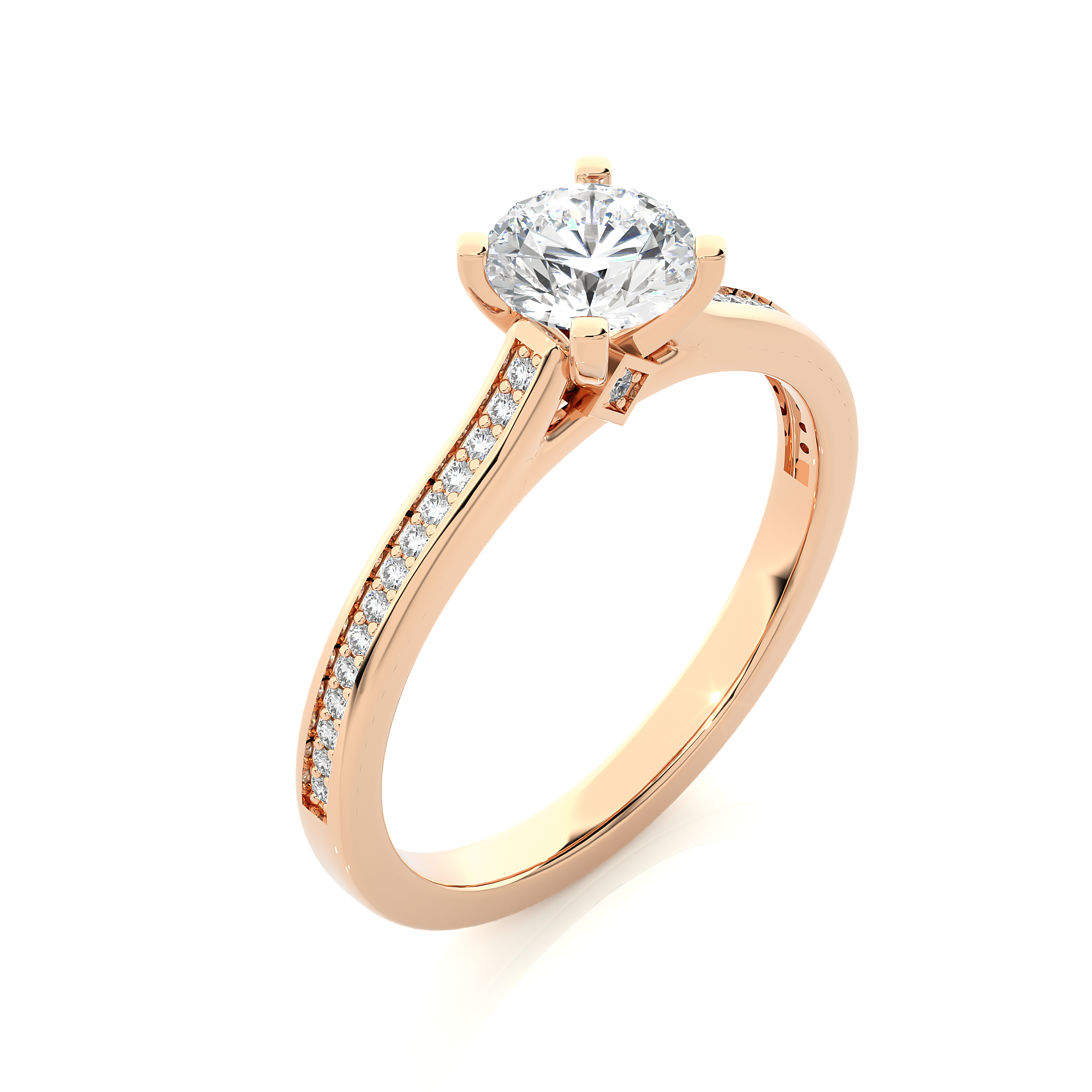 "Rose Gold 0.75Ct Round Solitaire Diamond Ring - Blu Diamonds"