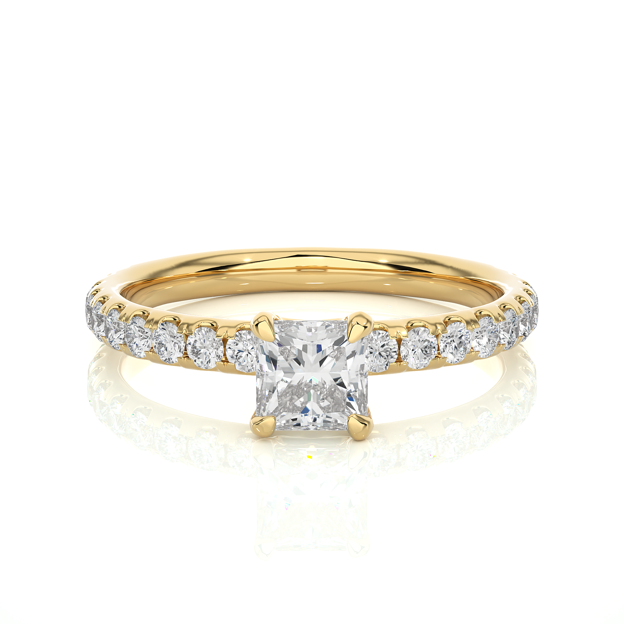 "14Kt Yellow Gold Solitaire Ring With Round Cut Diamond - Blu Diamonds"