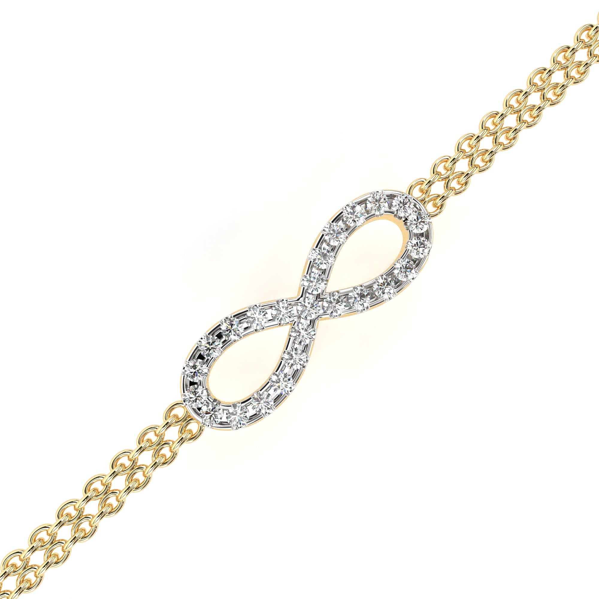 Radiant Round Diamond Gold Chain Bracelet