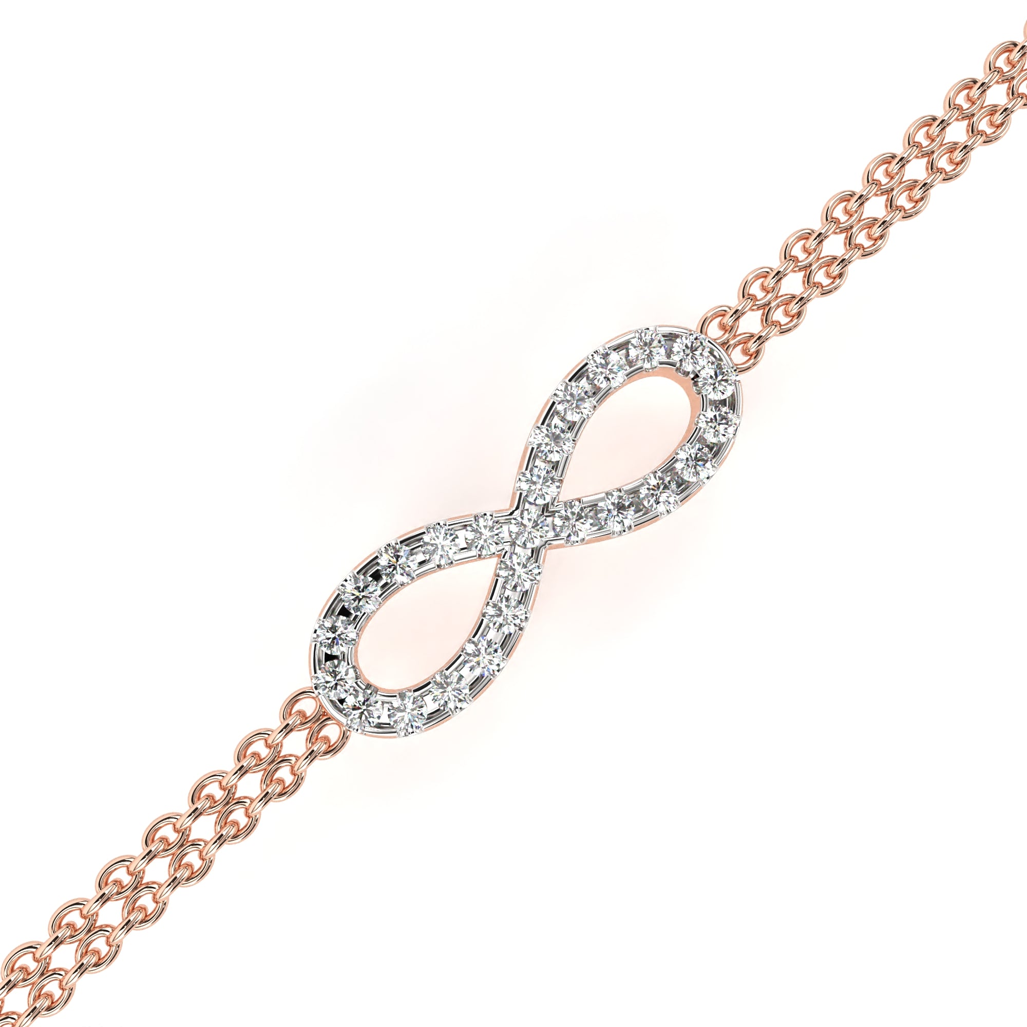 Radiant Round Diamond Gold Chain Bracelet