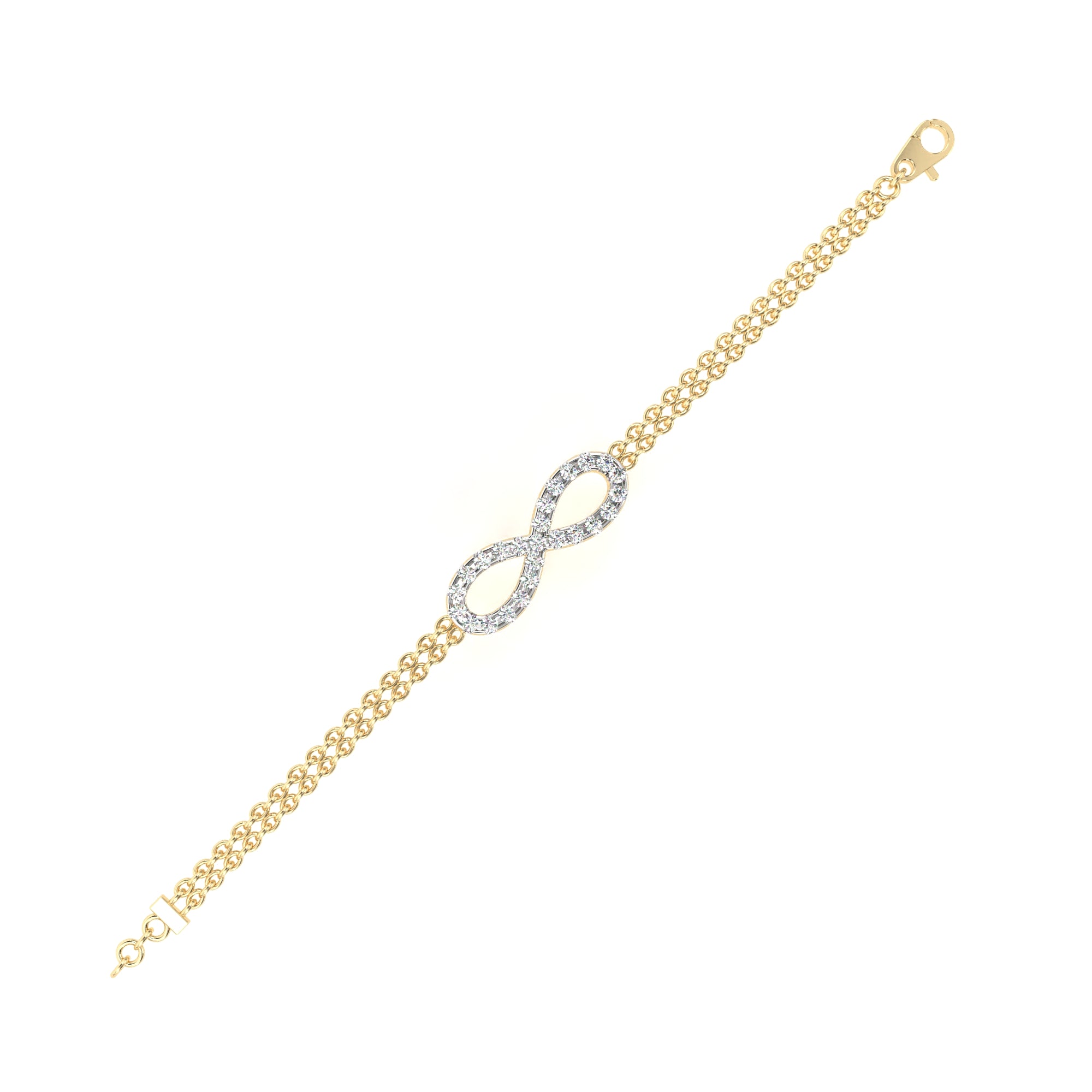 Radiant Round Diamond Gold Chain Bracelet