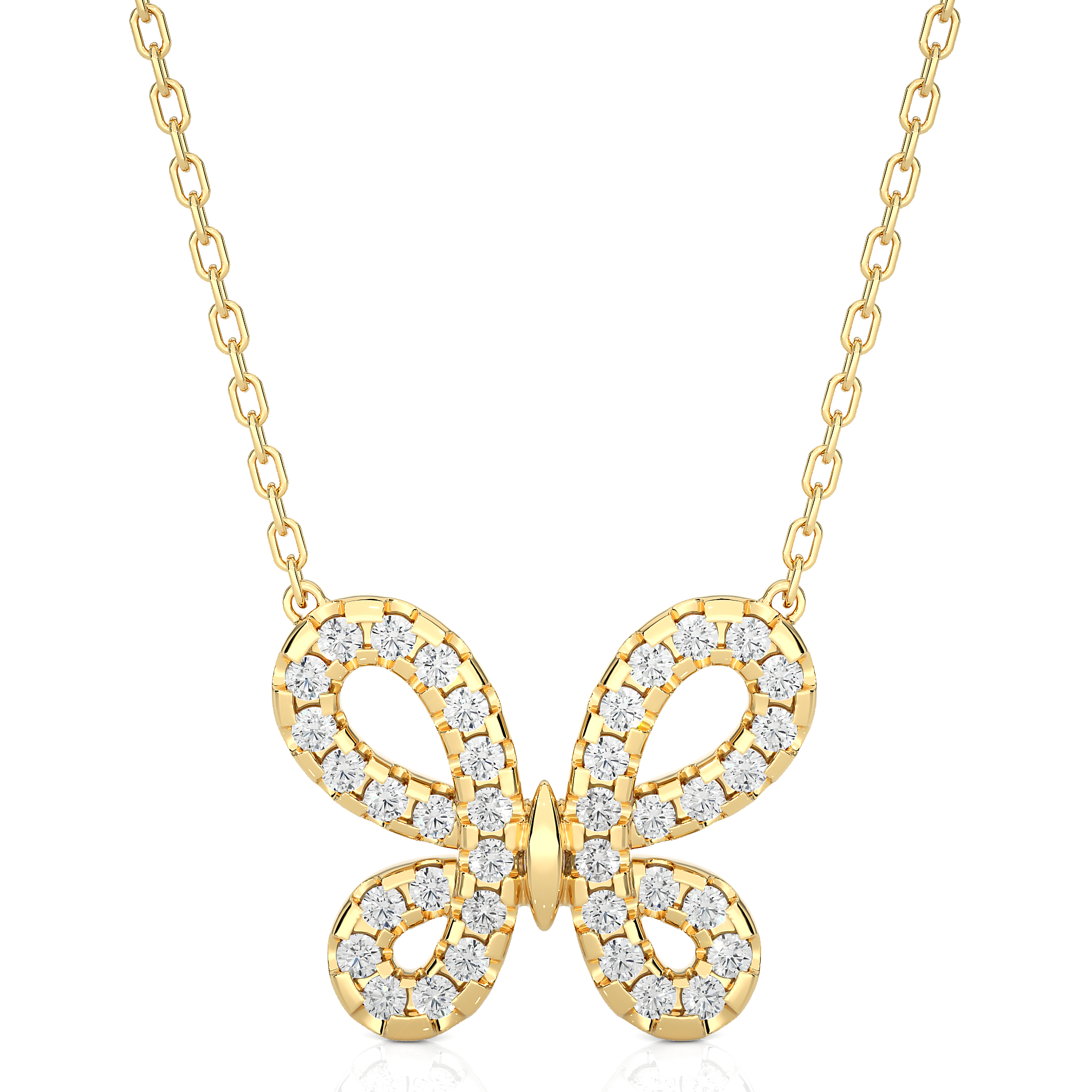 14K White Yellow Rose Gold 0.31 Carat Butterfly Diamond Pendant