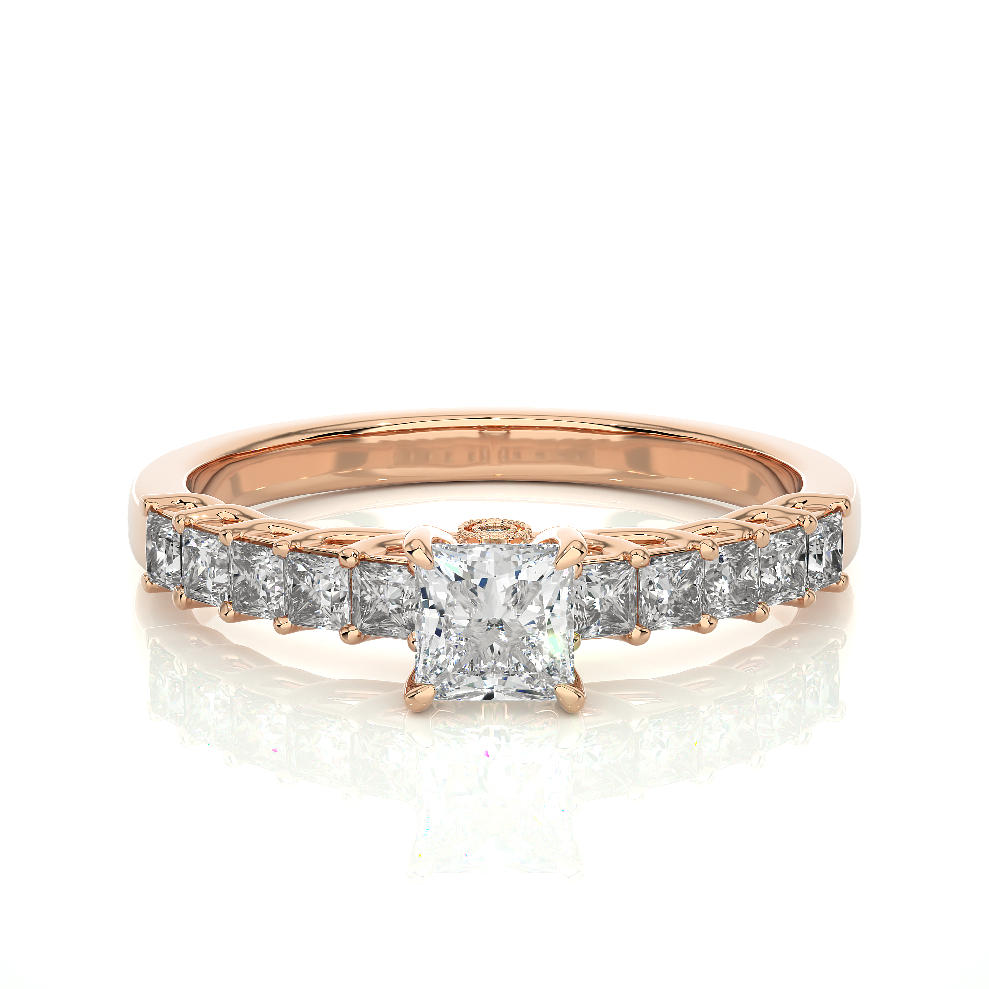 14K White Yellow Rose Gold 0.40 Carat Princess Solitaire Diamond Ring