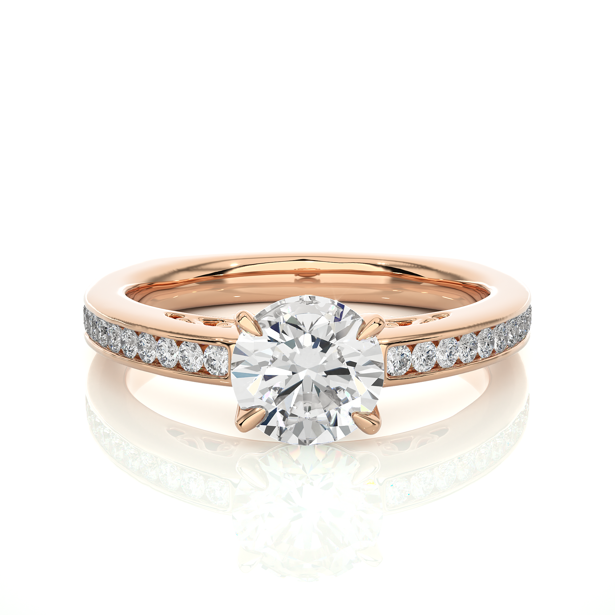 14K White Yellow Rose Gold 0.98 Carat Round Solitaire Diamond Ring