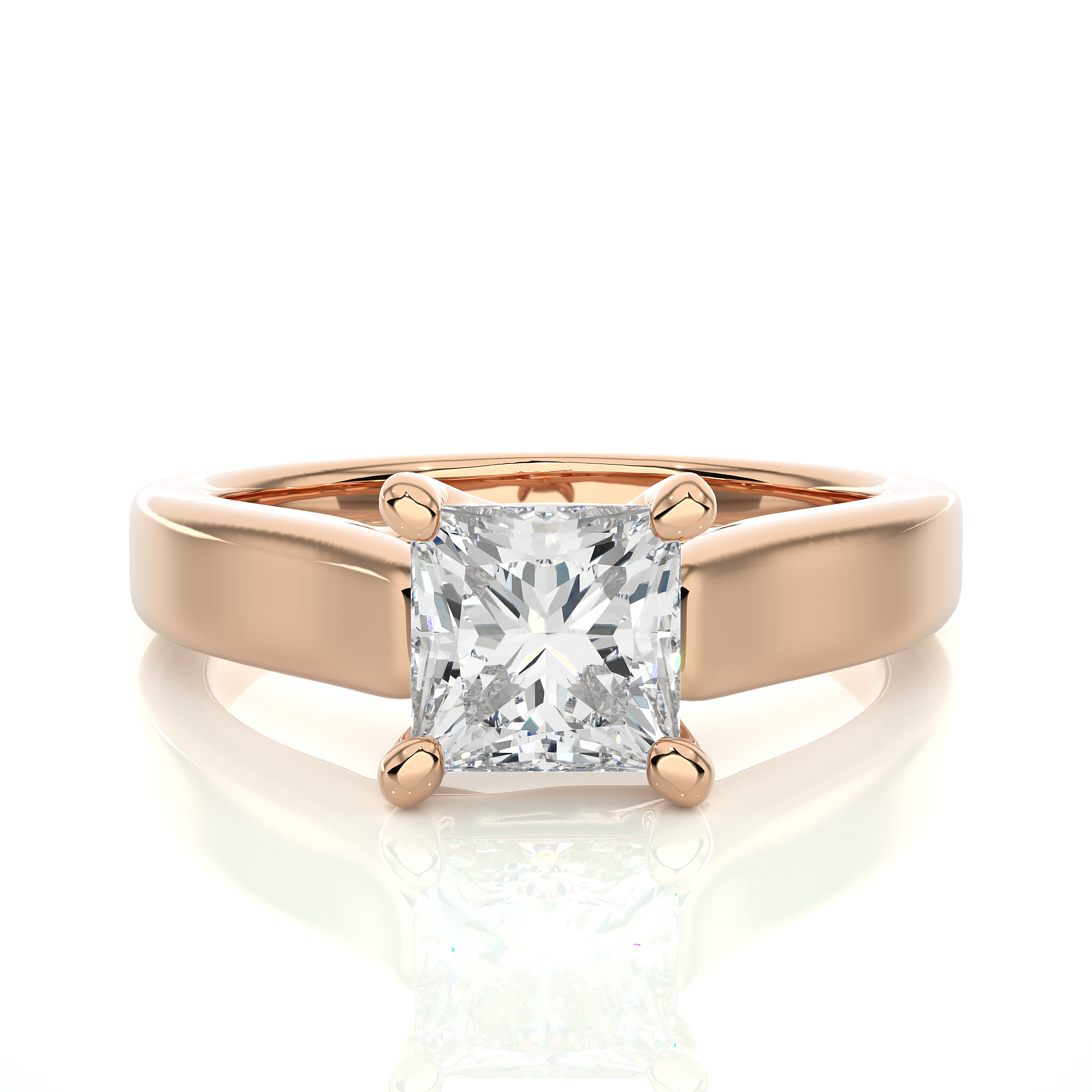 14K White Yellow Rose Gold 1.35 Princess Diamond Ring