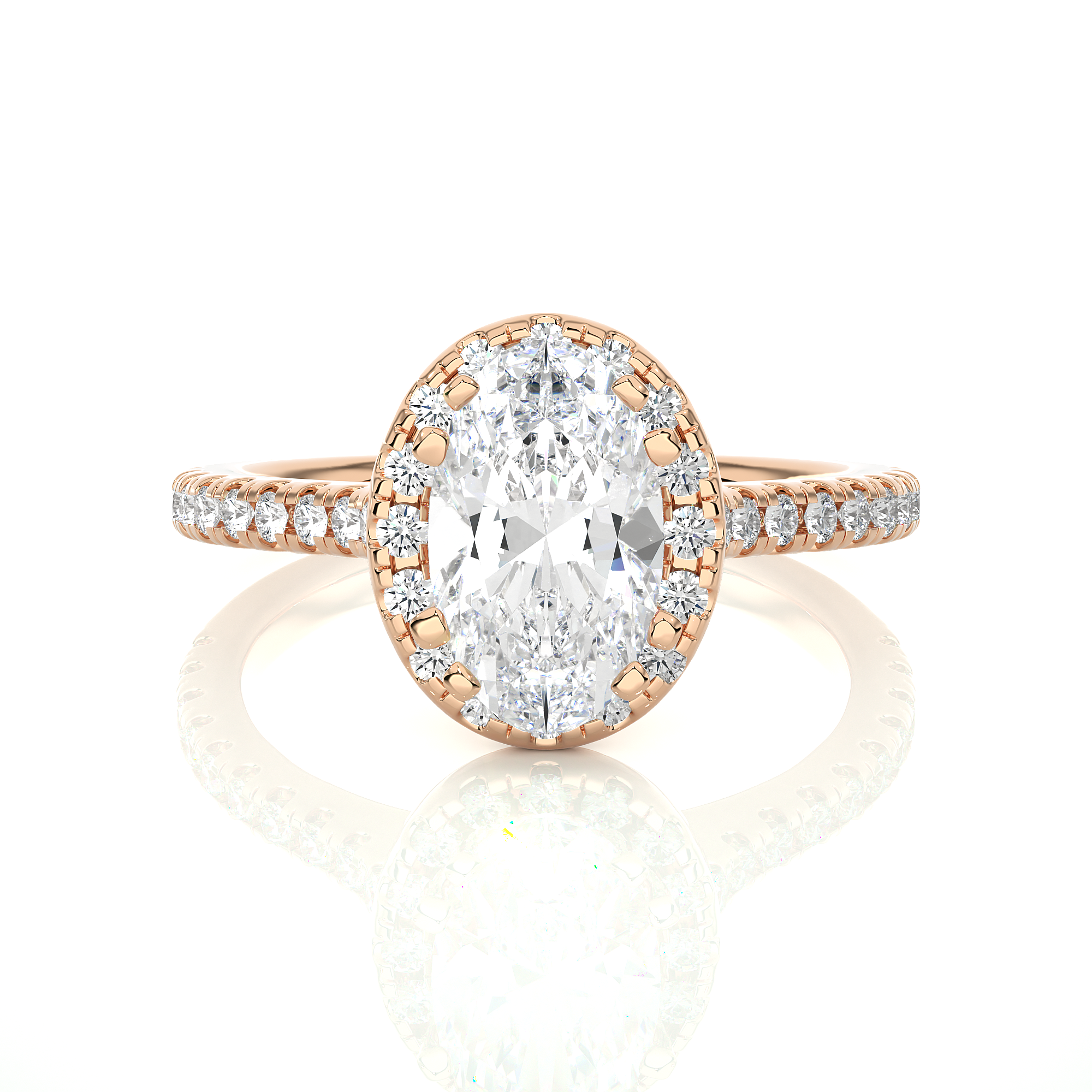 14K White Yellow Rose Gold 2.50 Carat Oval Halo Diamond Ring