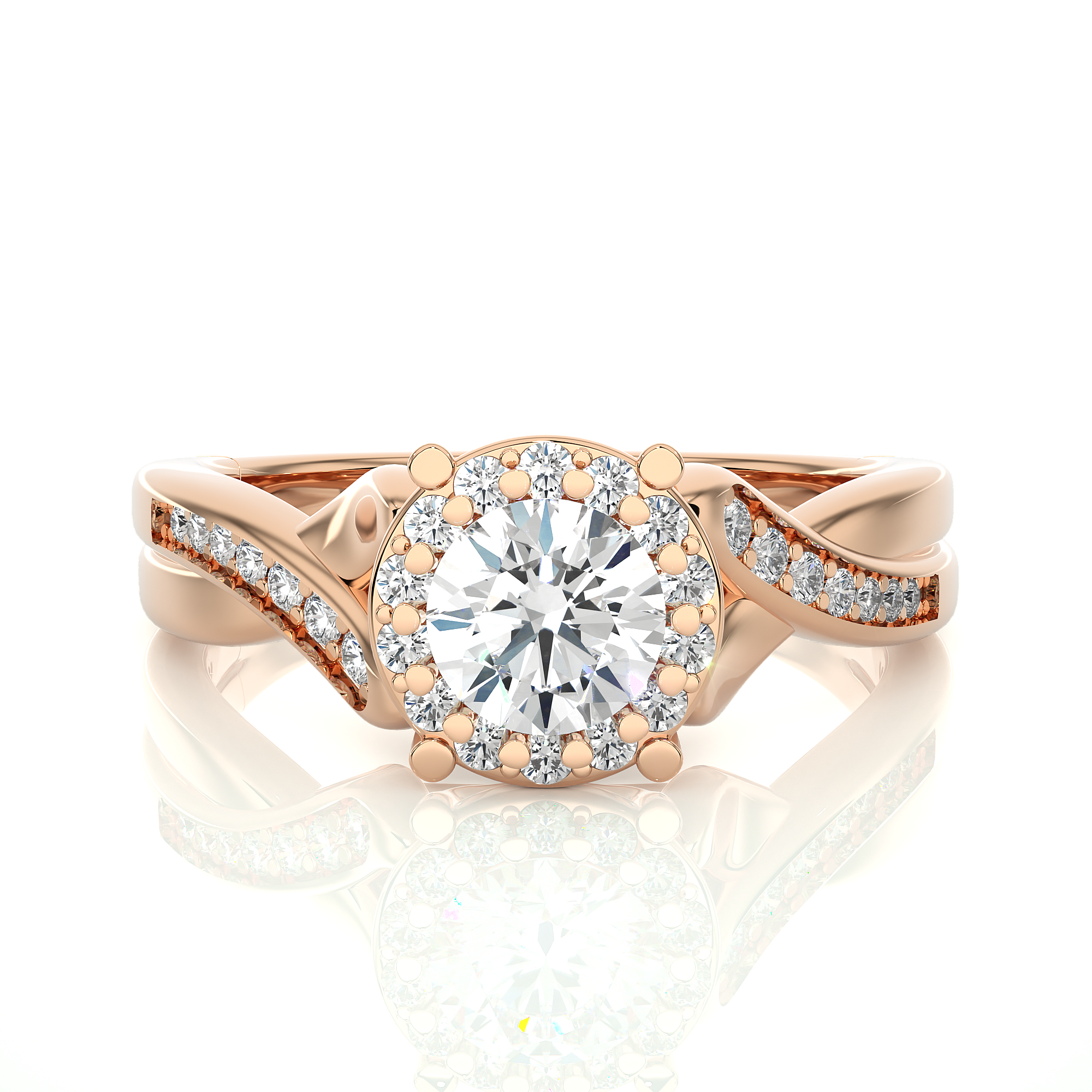 14K White Yellow Rose Gold 0.83 Carats Criss Cross Halo Diamond Ring