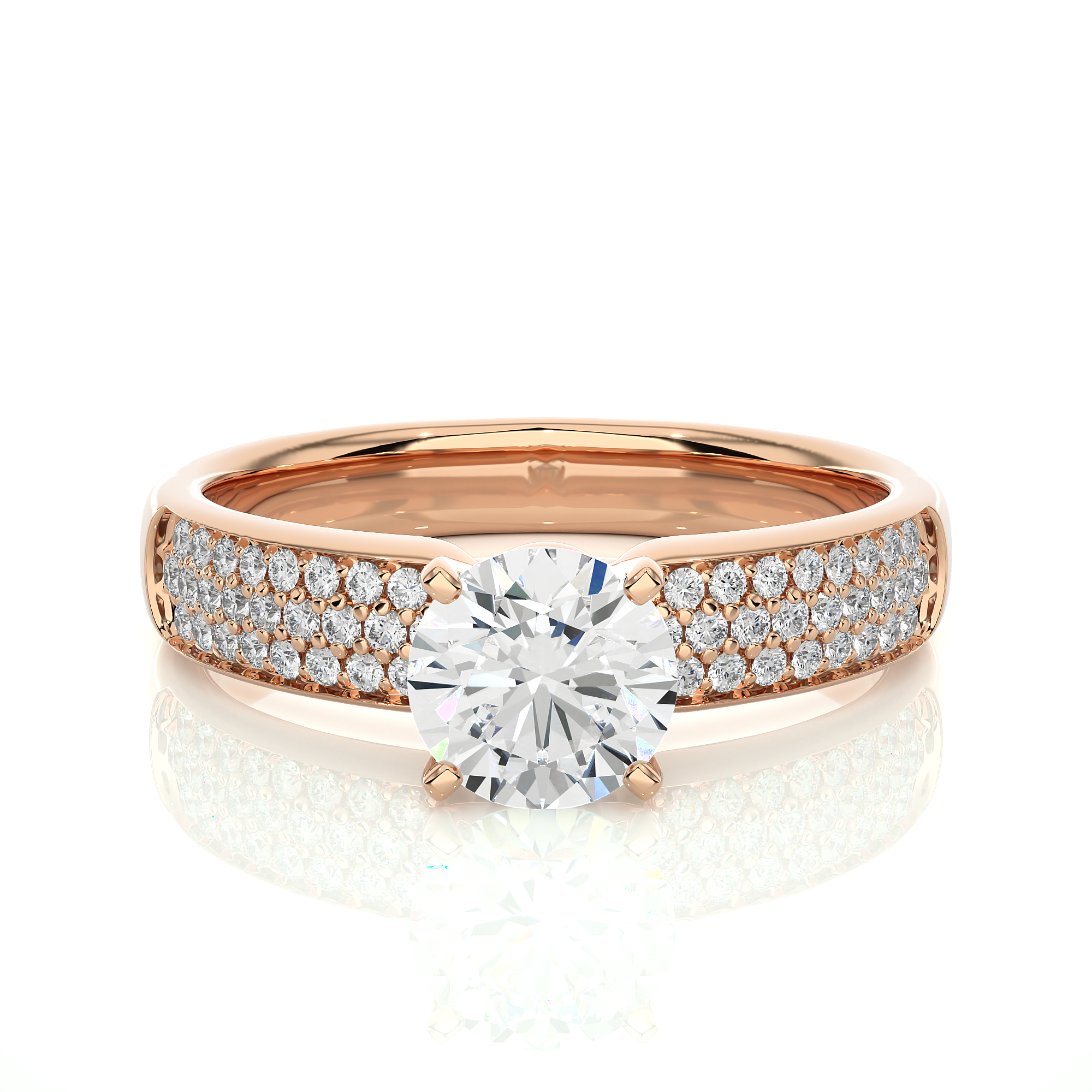 14K White Yellow Rose Gold 1.02 Carat Round Diamond Ring