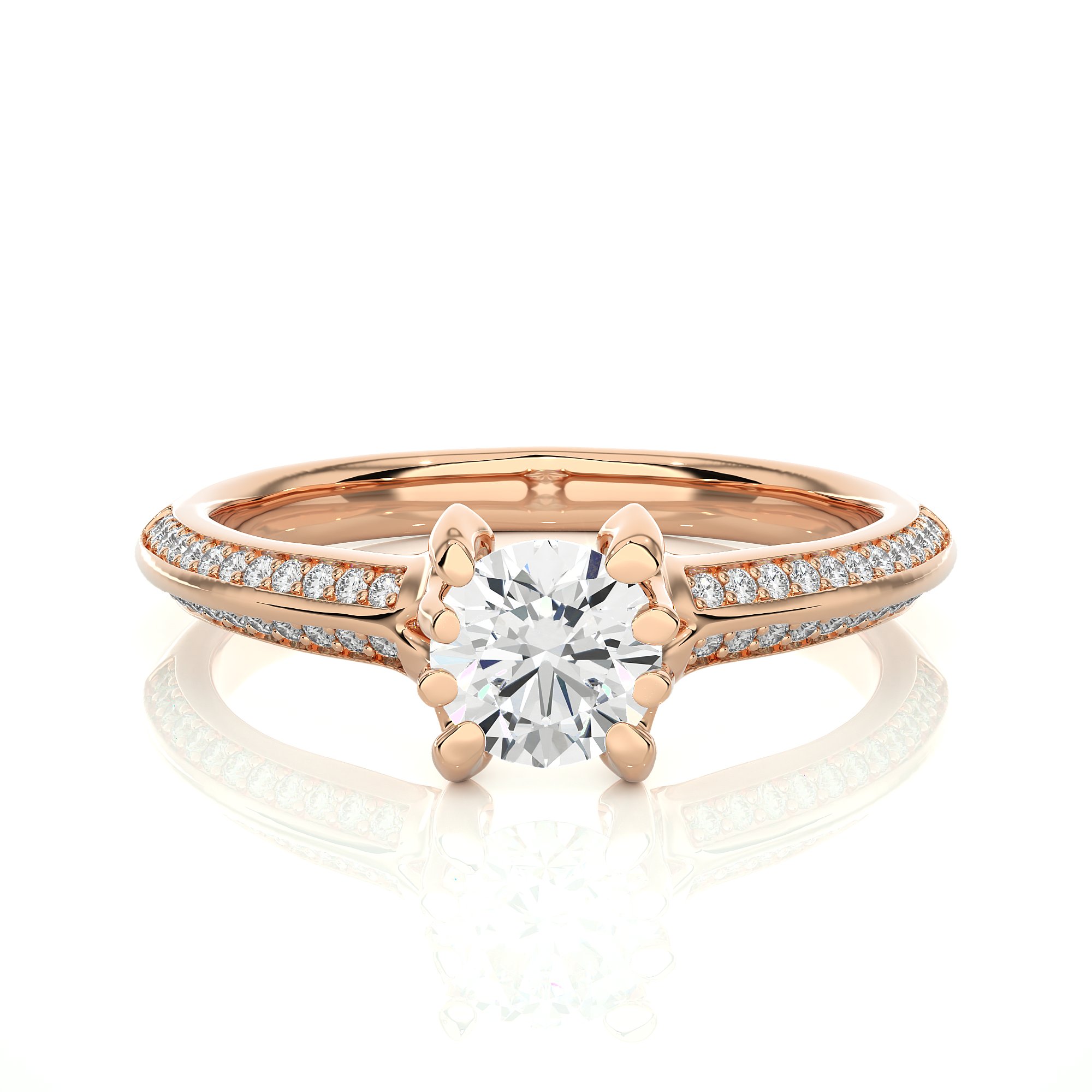 14K White Yellow Rose Gold 0.86 Carat 8 Prong Setting Diamond Ring