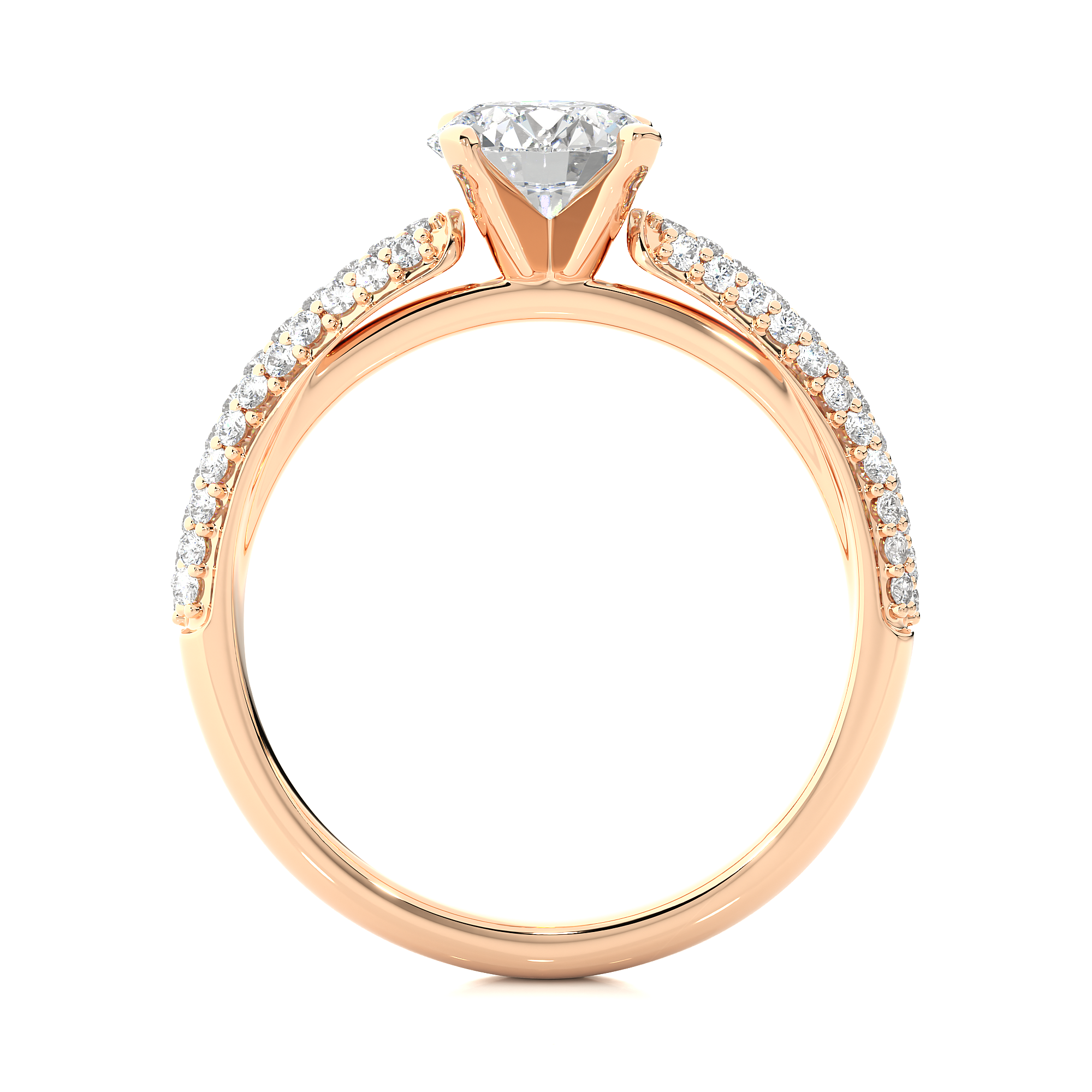 14K White Yellow Rose Gold 1.44 Carat Round Cut Micro Pave Diamond Ring