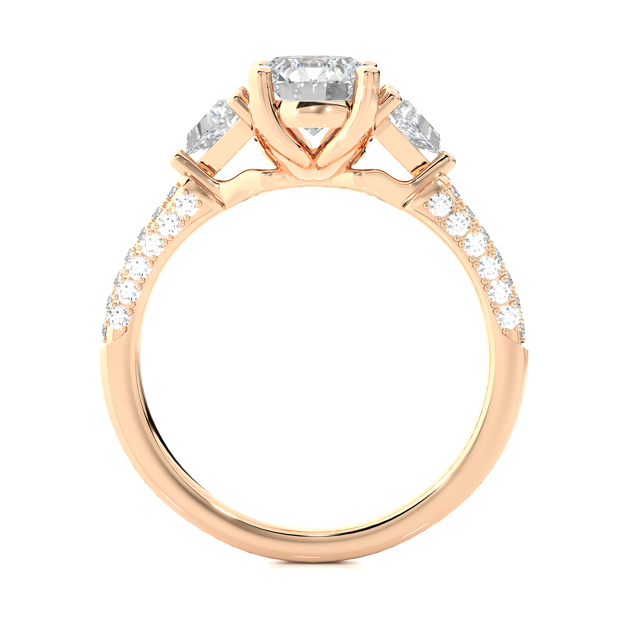 14K White Yellow Rose Gold 1.63 Carat Three Diamond Ring