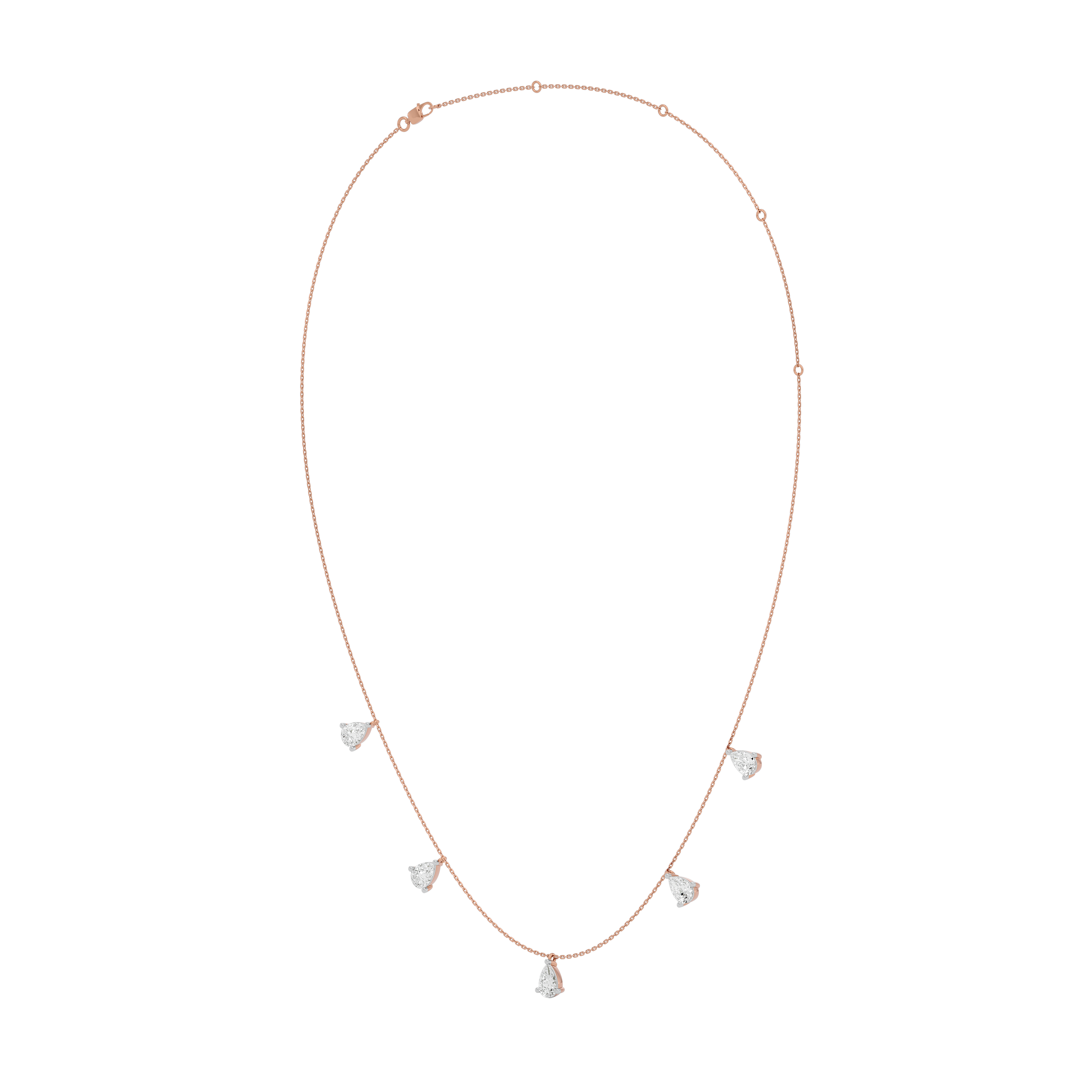 Elegant Pear Diamond Gold Necklace