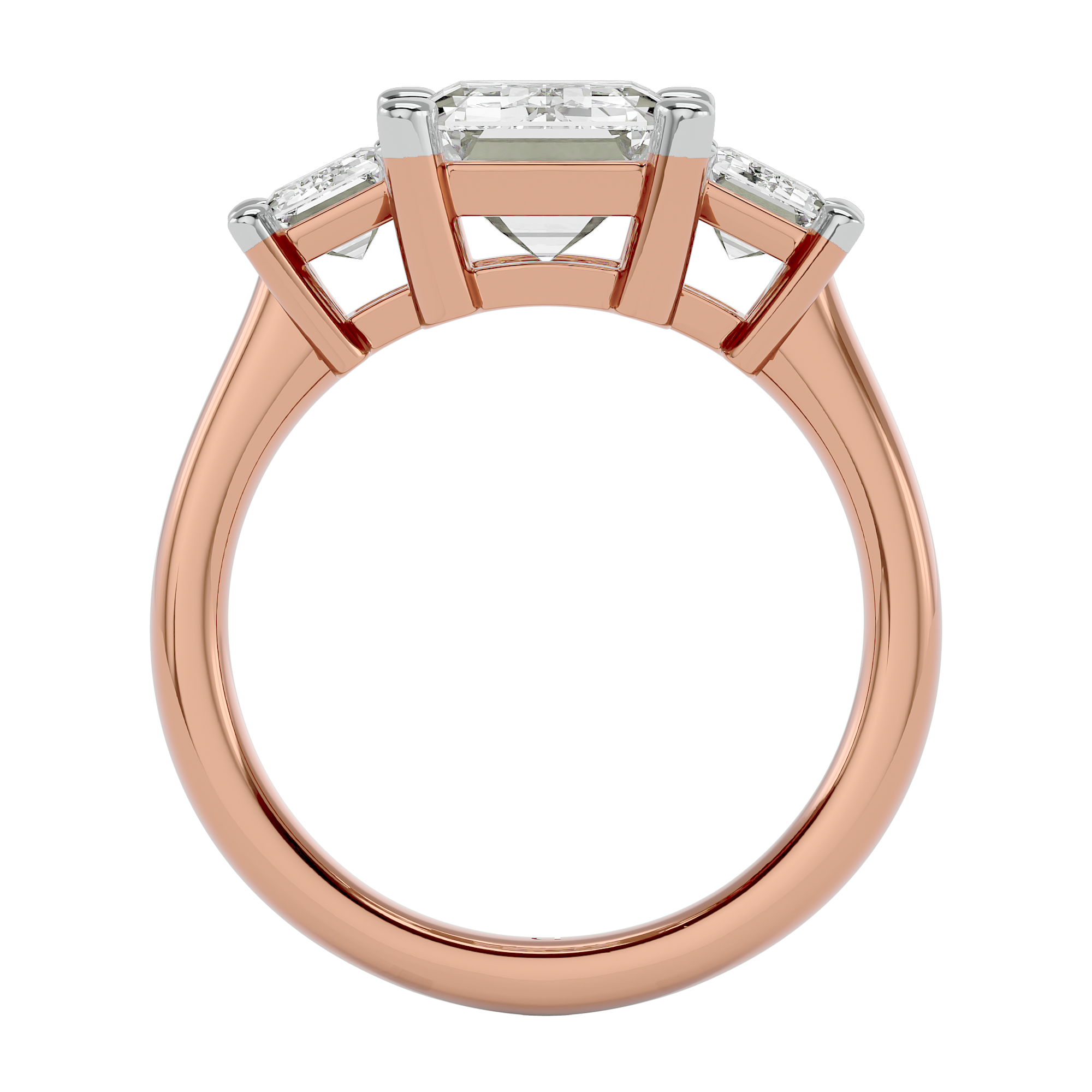 14KT Gold 4.00 Carat Emerald Diamond Trilogy Ring