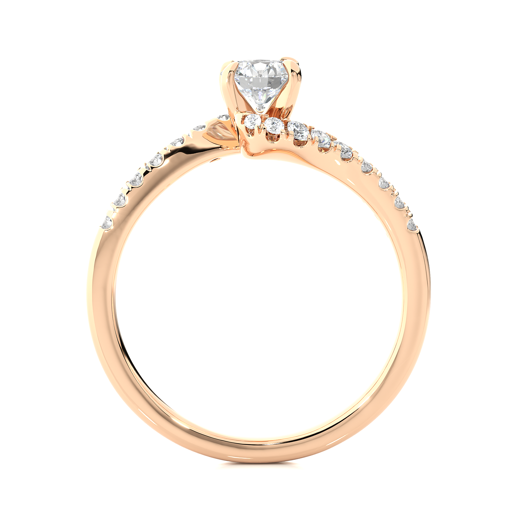 14K White Yellow Rose Gold 0.67 Carat Bypass Pave Round Diamond Ring