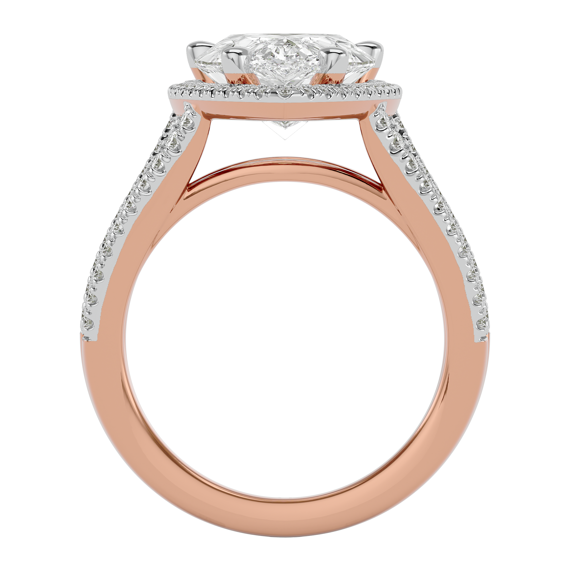 14KT White Gold Exquisite 4.62 Carat Pear Diamond Halo Ring