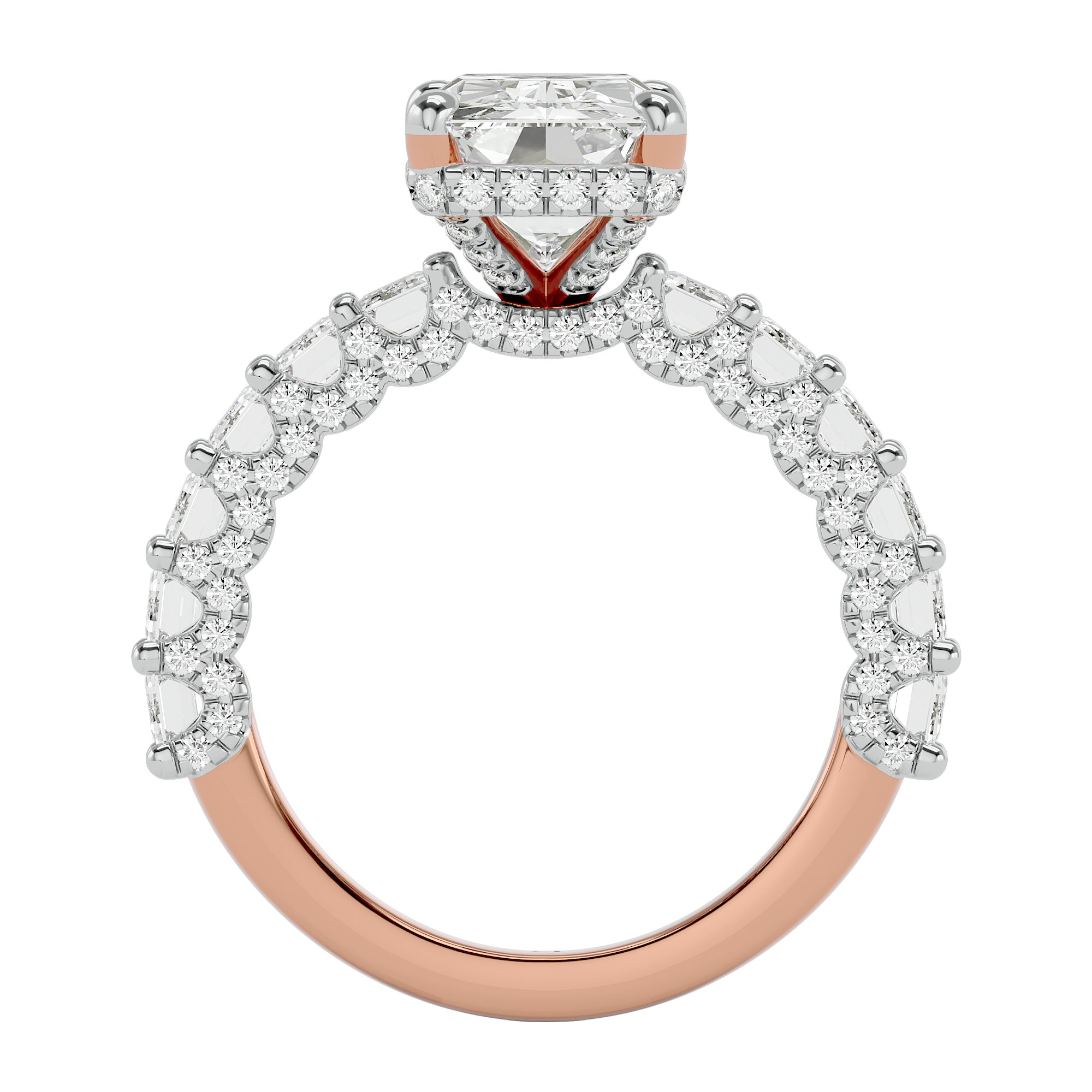 Majestic Radiant and Emerald Diamond Engagement Ring