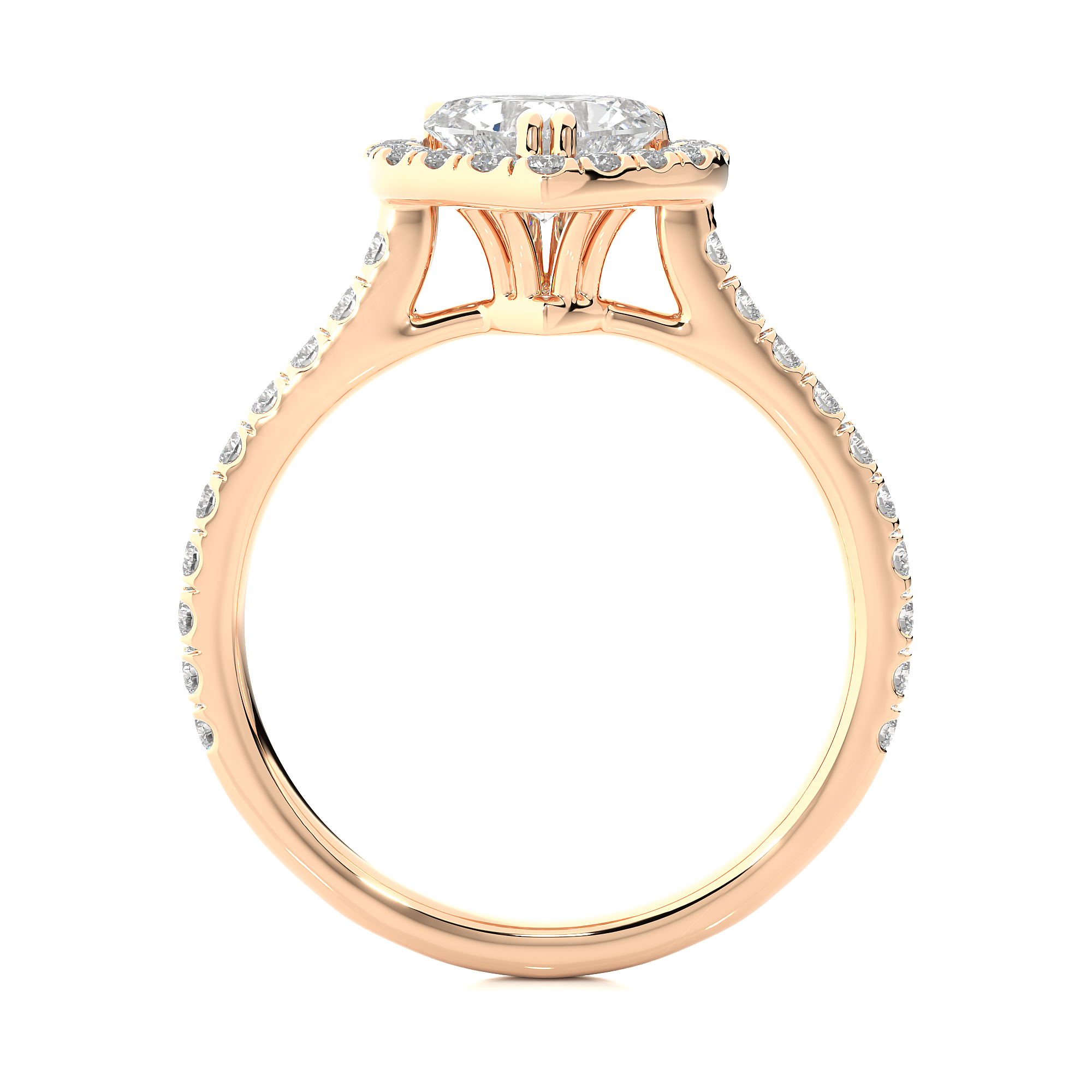 14K White Yellow Rose Gold 1.33 Carat Heart Double HaloDiamond Ring
