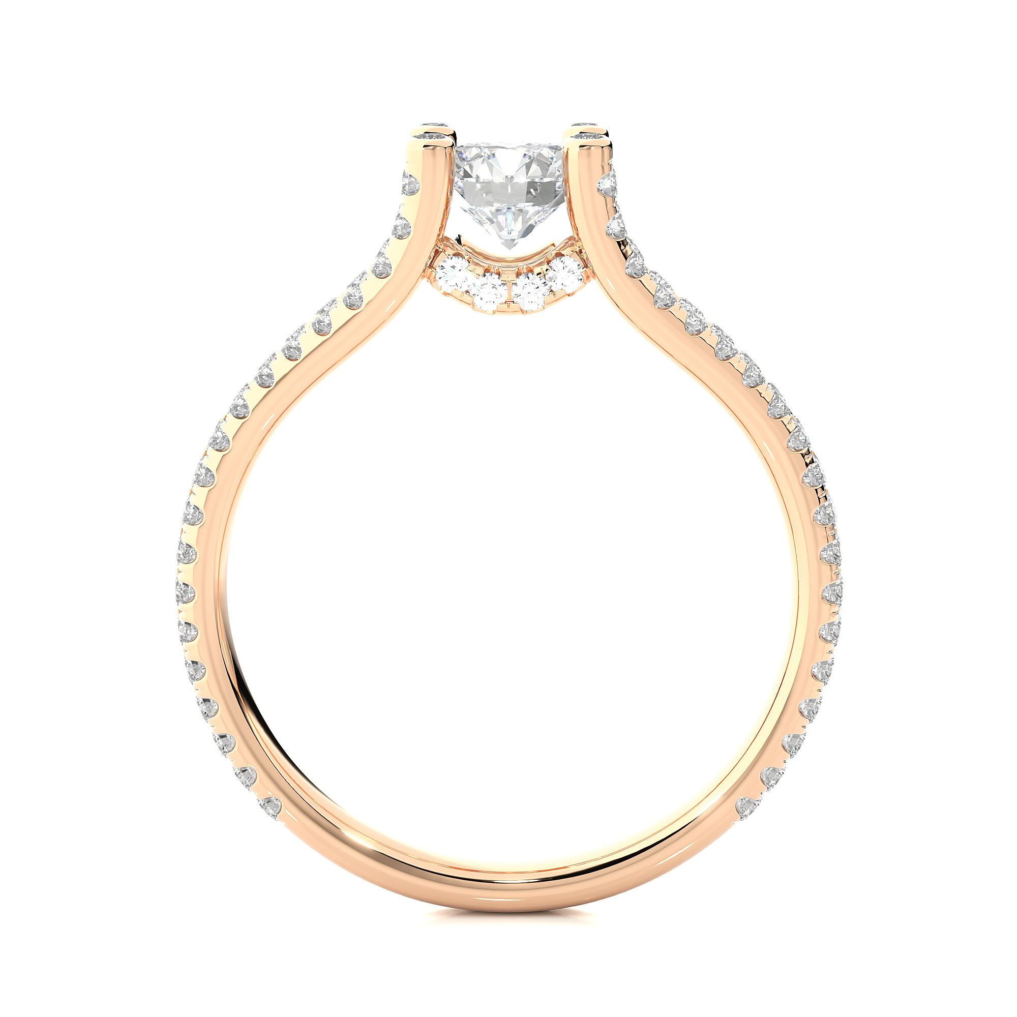 14K White Yellow Rose Gold 1.08 Carat Split Shank Round Diamond Halo Ring
