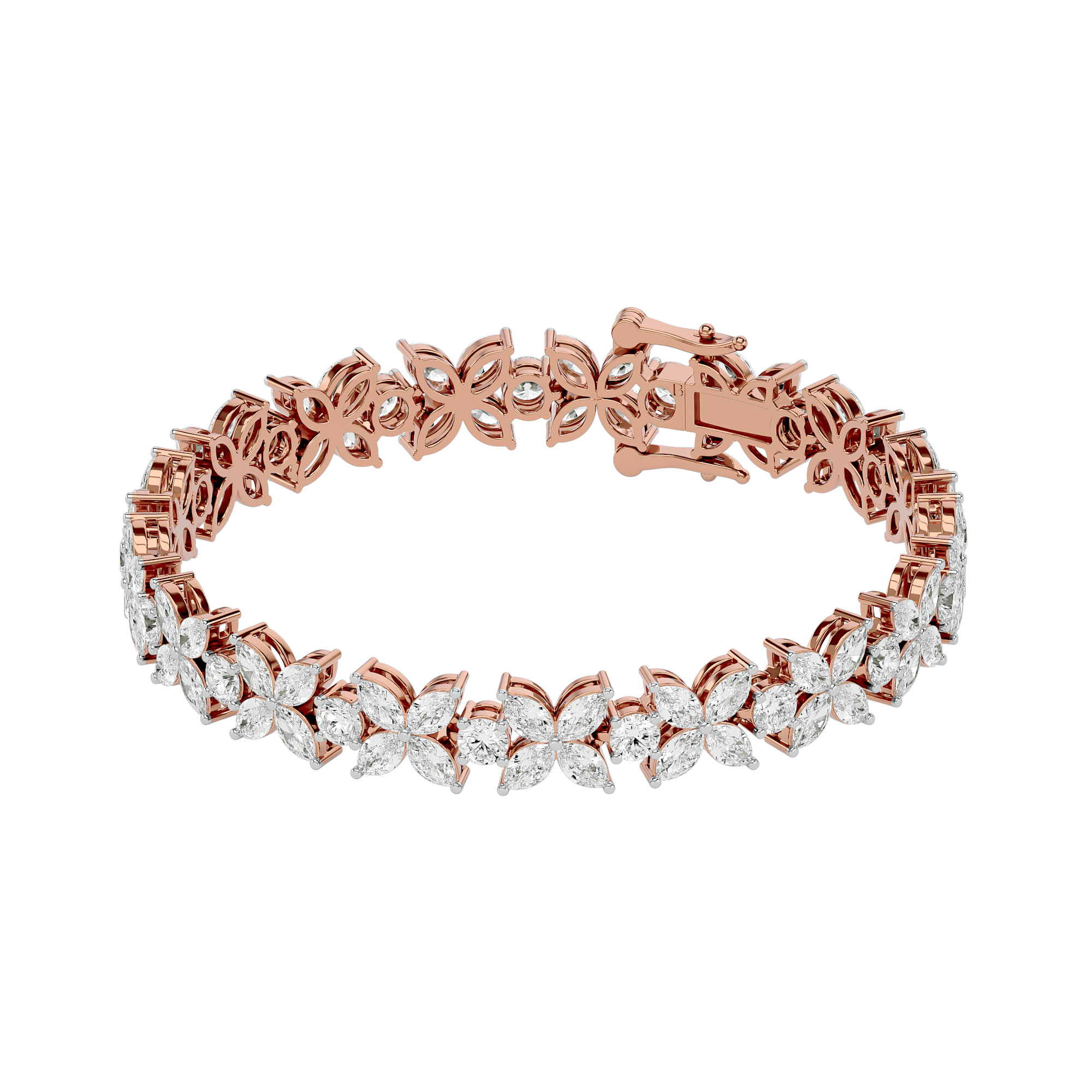14KT Yellow Gold 10.12 Carat Marquise & Round Cut Diamond Bracelet