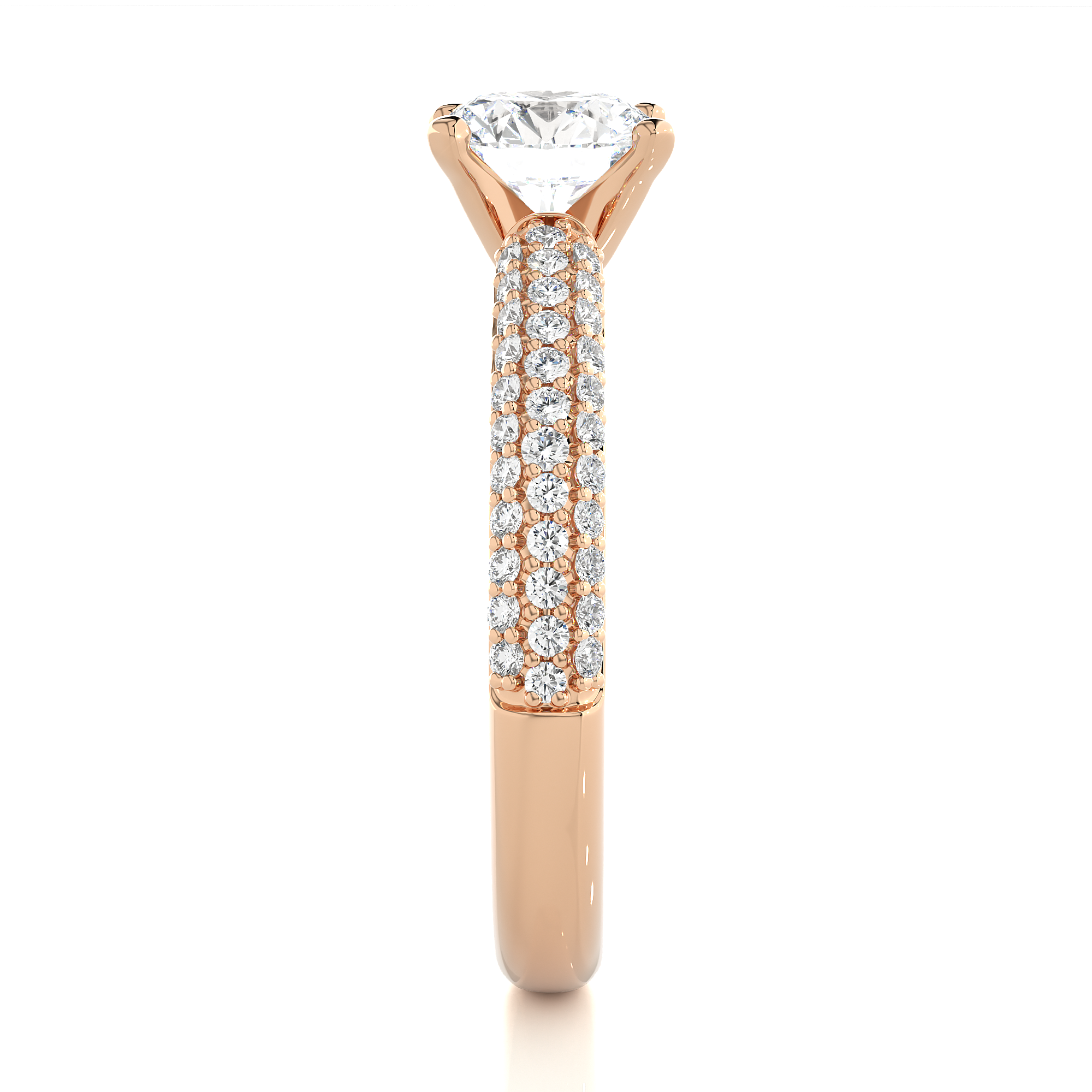 14K White Yellow Rose Gold 1.44 Carat Round Cut Micro Pave Diamond Ring