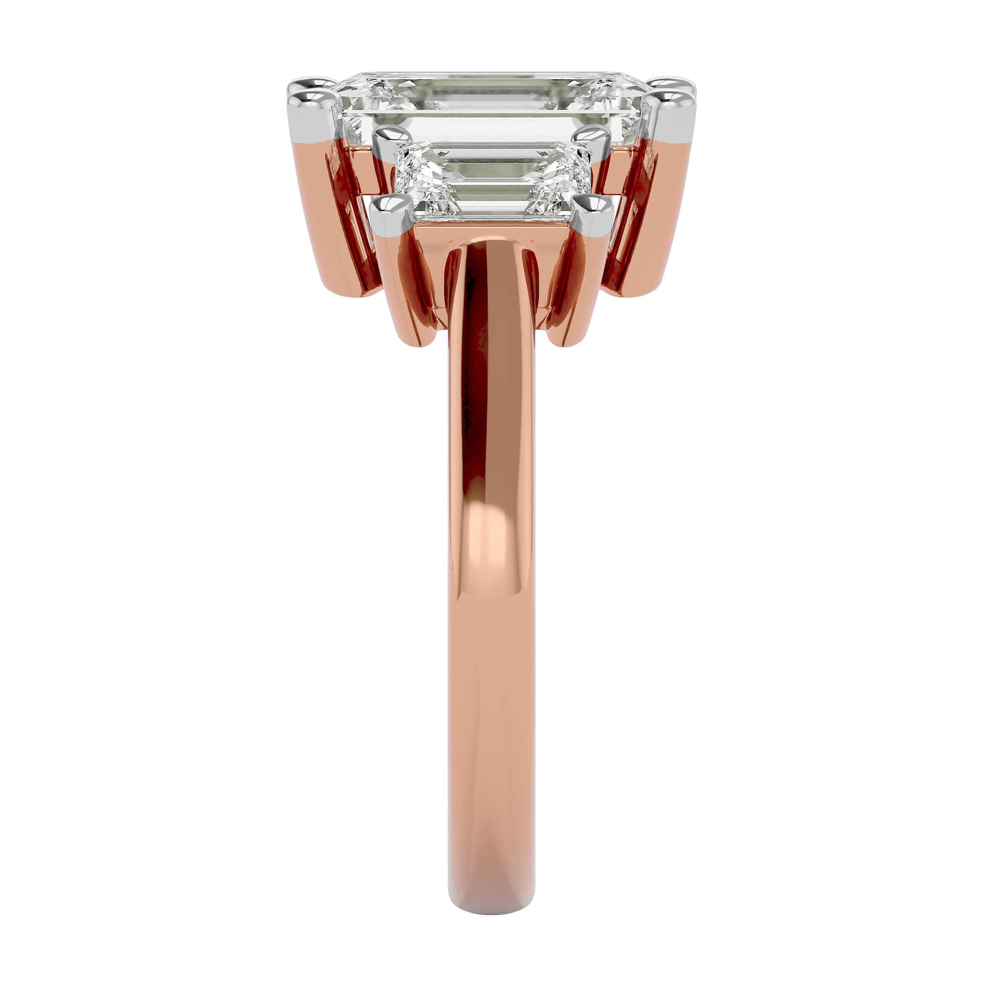 14KT Gold 4.00 Carat Emerald Diamond Trilogy Ring