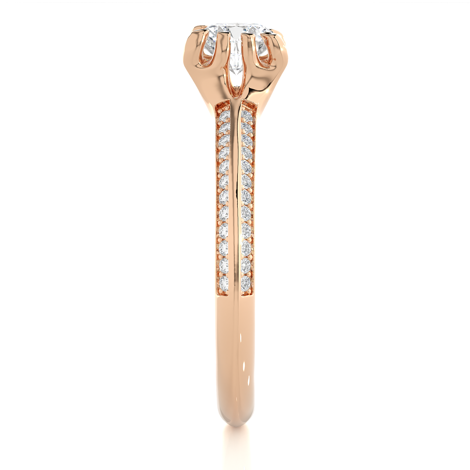 14K White Yellow Rose Gold 0.86 Carat 8 Prong Setting Diamond Ring