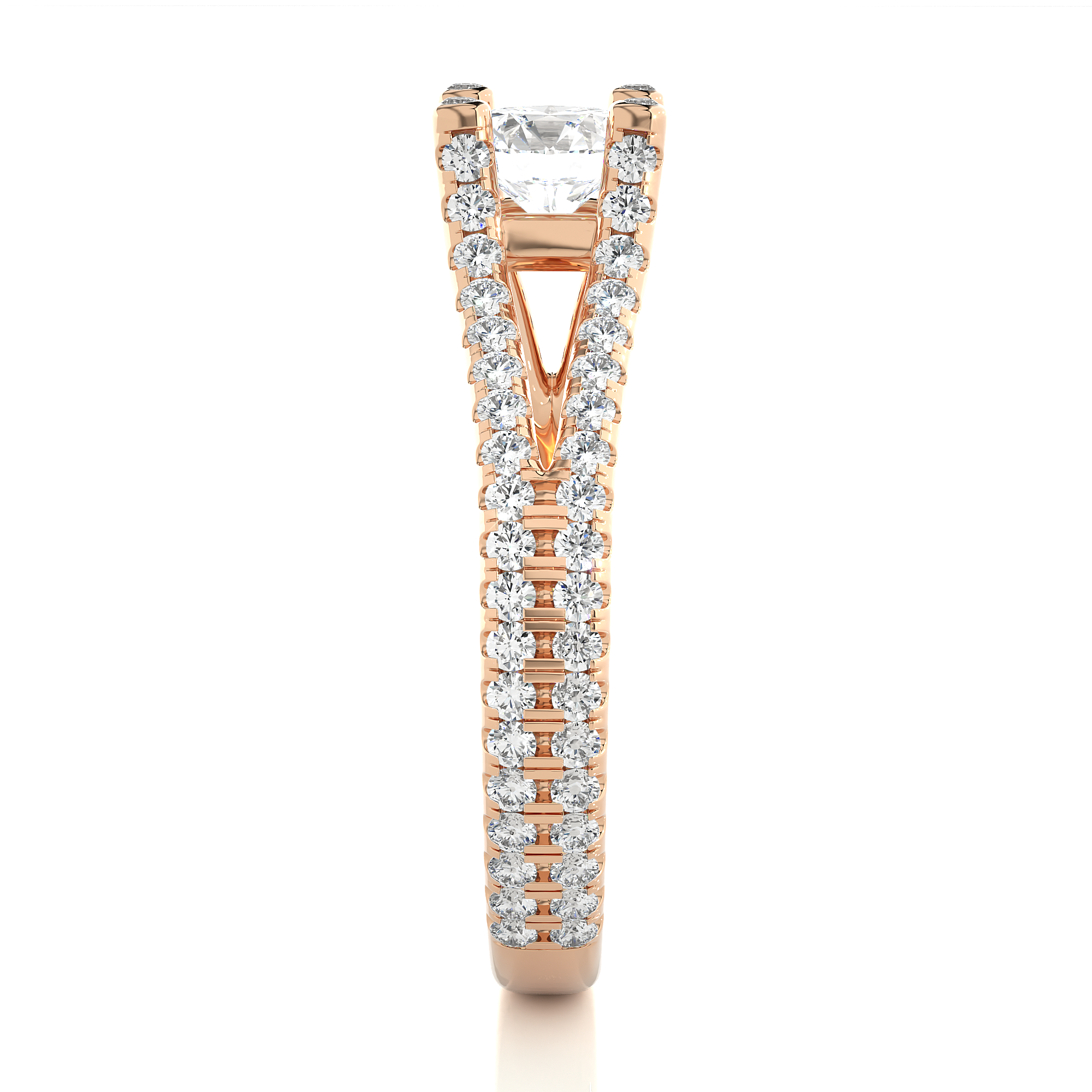 14K White Yellow Rose Gold 1.08 Carat Split Shank Round Diamond Halo Ring