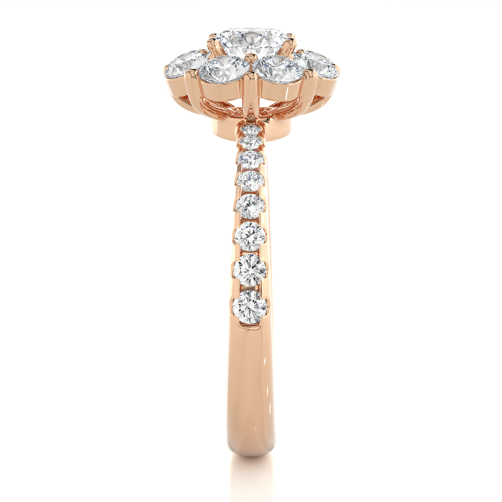 14K White Yellow Rose Gold 1.64 Carat Floral Ring Pave Setting Diamond Ring