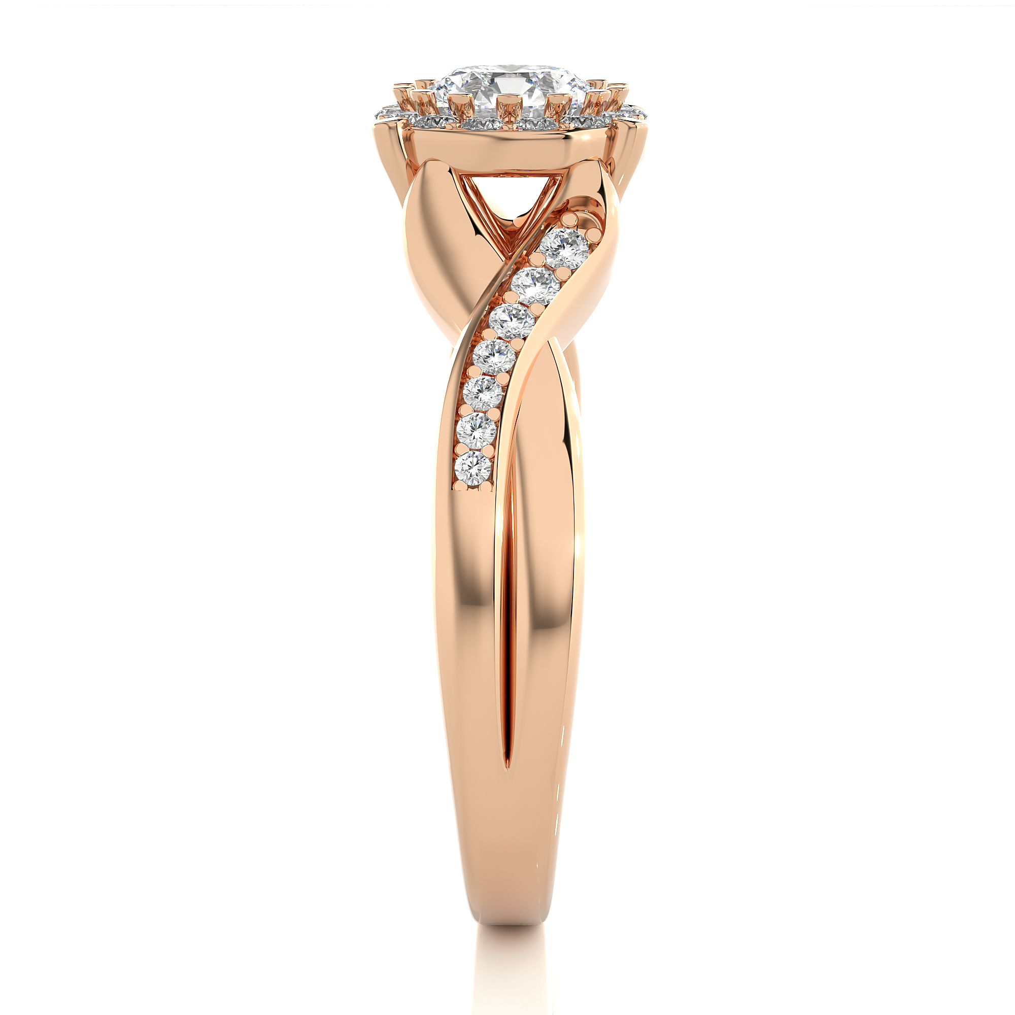 14K White Yellow Rose Gold 0.83 Carats Criss Cross Halo Diamond Ring
