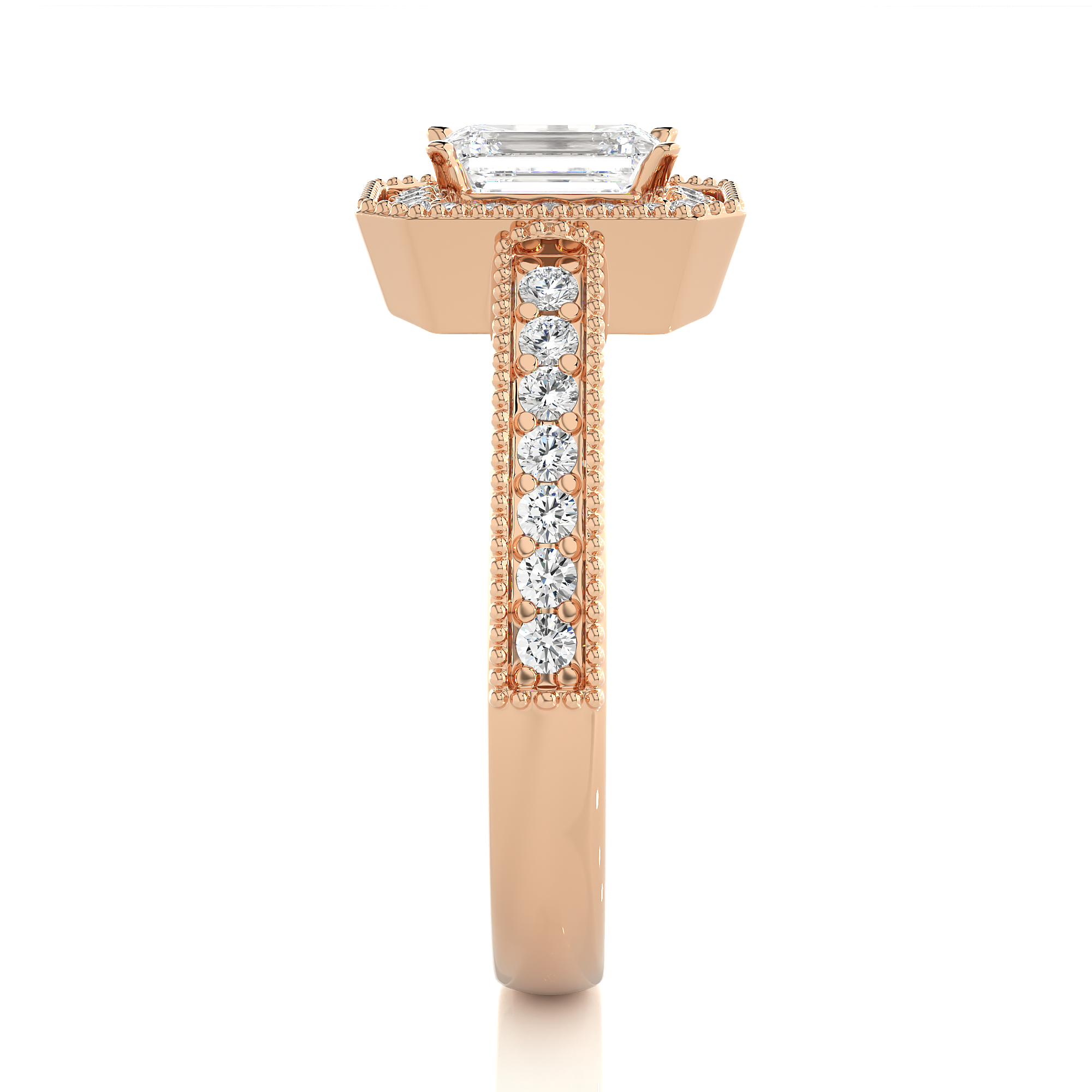 14K White Yellow Rose Gold 1.07 Emerald Halo Diamond Ring