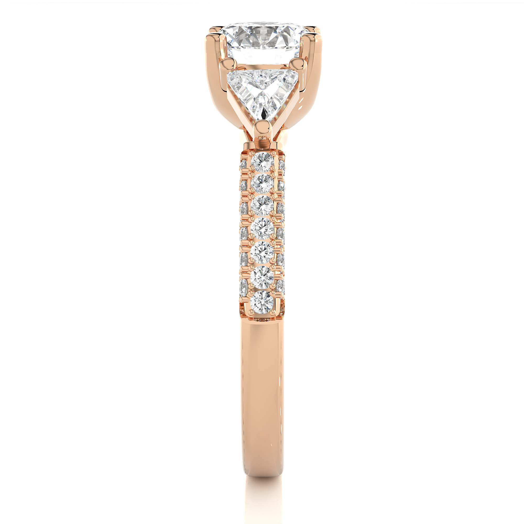 14K White Yellow Rose Gold 1.63 Carat Three Diamond Ring