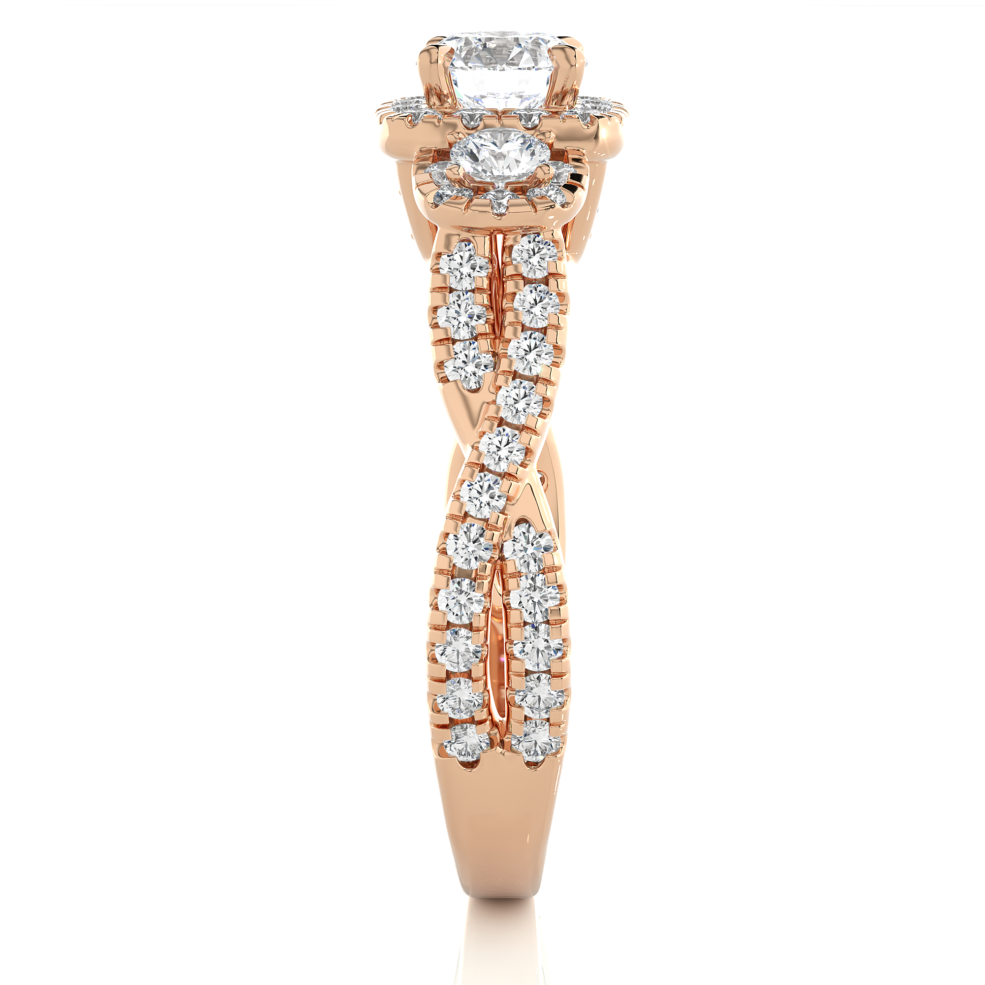14K White Yellow Rose Gold 14K 1.3 Carat Three Stone Brilliant Round Cut Diamond