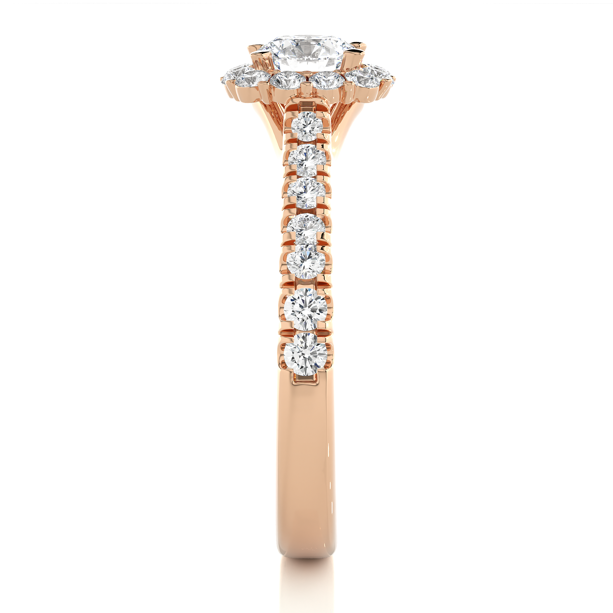 14K White Yellow Rose Gold 1.10 Carat Round Halo Diamond Ring