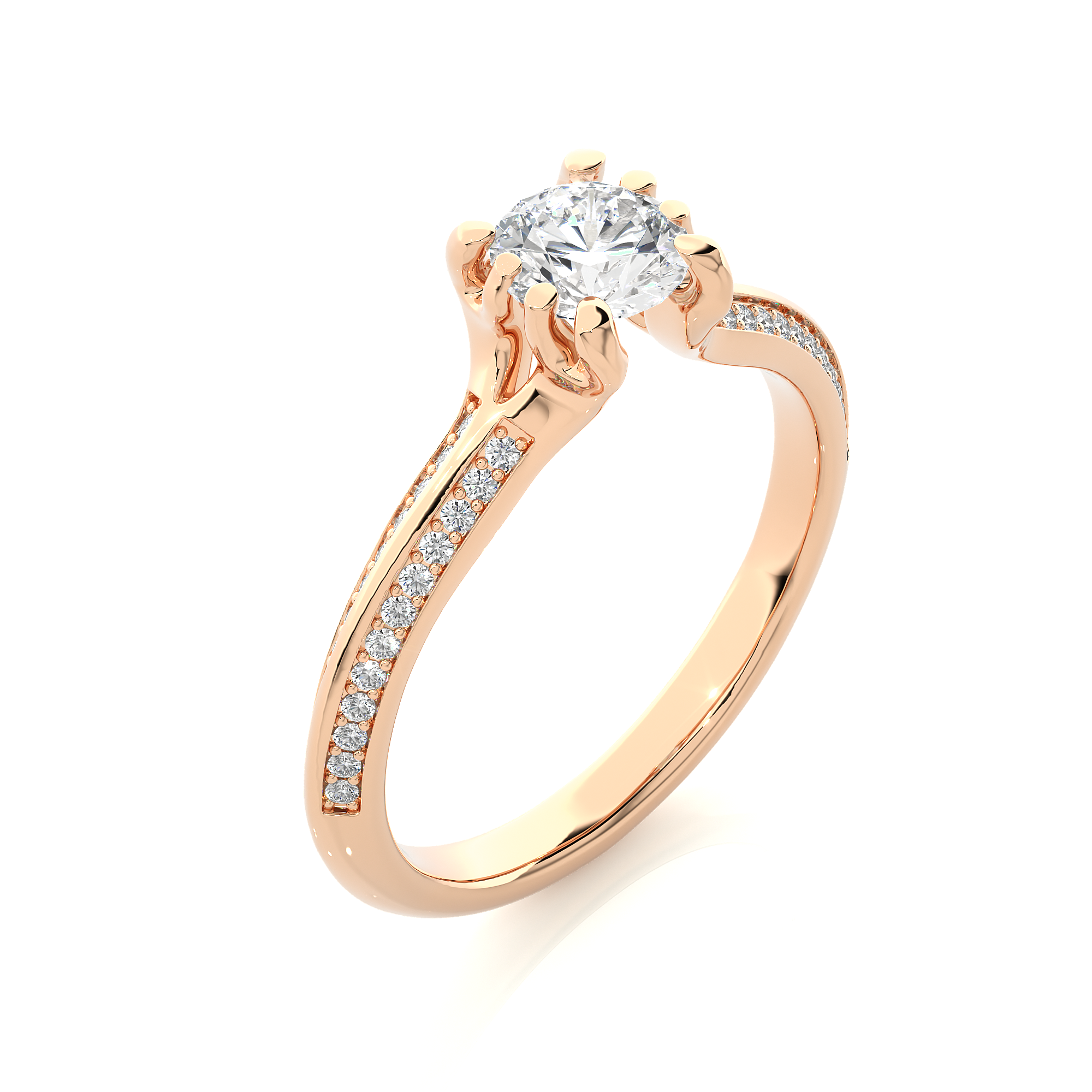 14K White Yellow Rose Gold 0.86 Carat 8 Prong Setting Diamond Ring