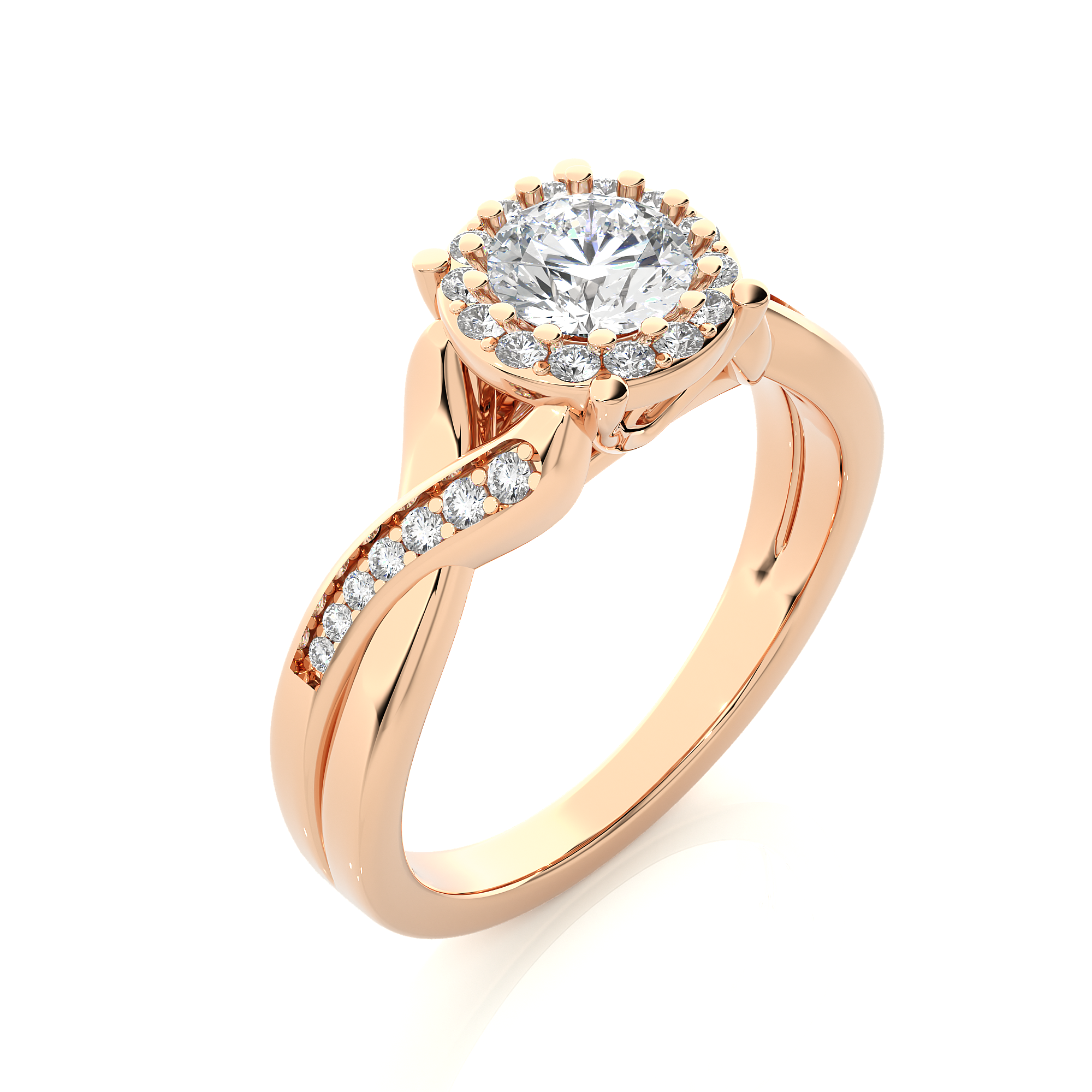 14K White Yellow Rose Gold 0.83 Carats Criss Cross Halo Diamond Ring