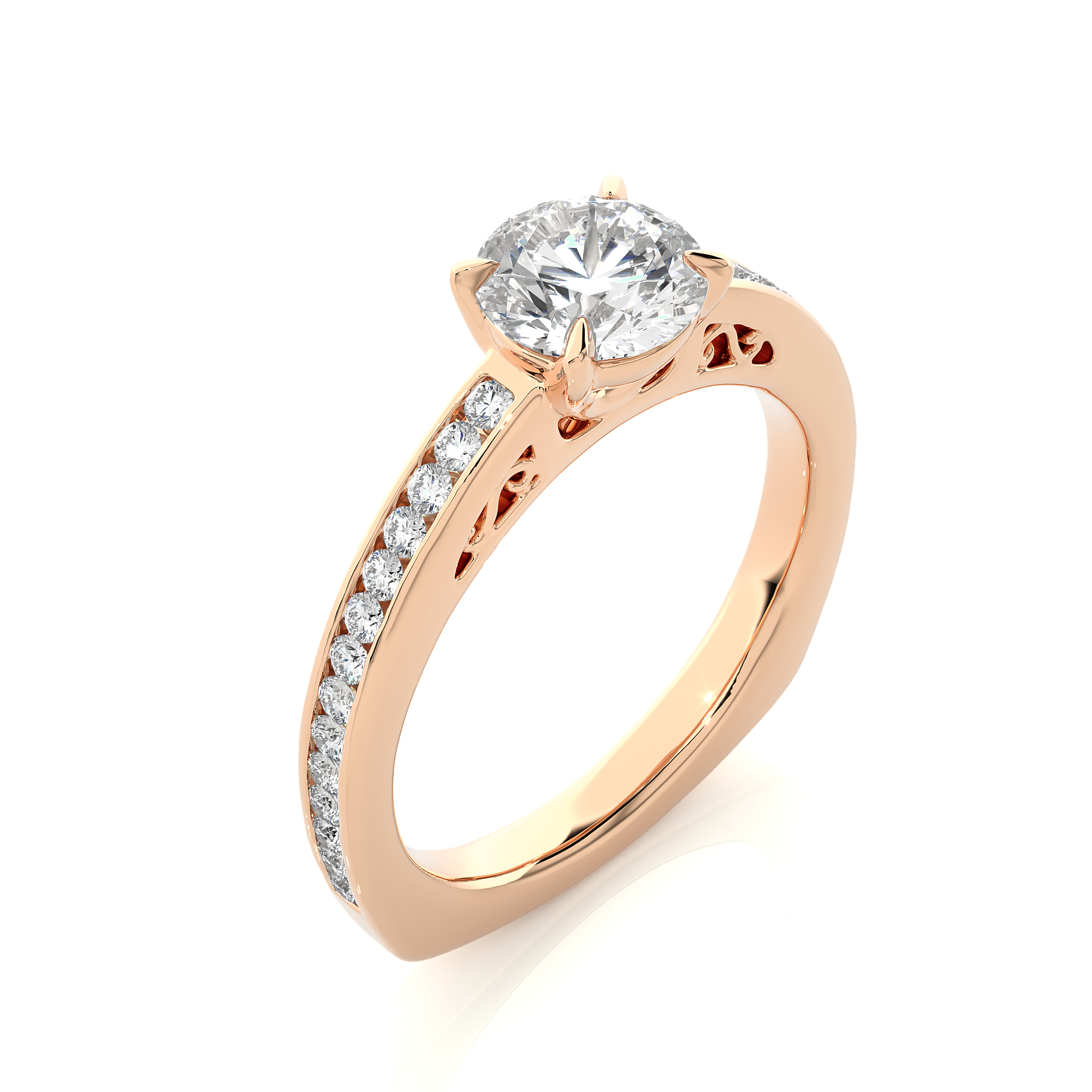 14K White Yellow Rose Gold 0.98 Carat Round Solitaire Diamond Ring