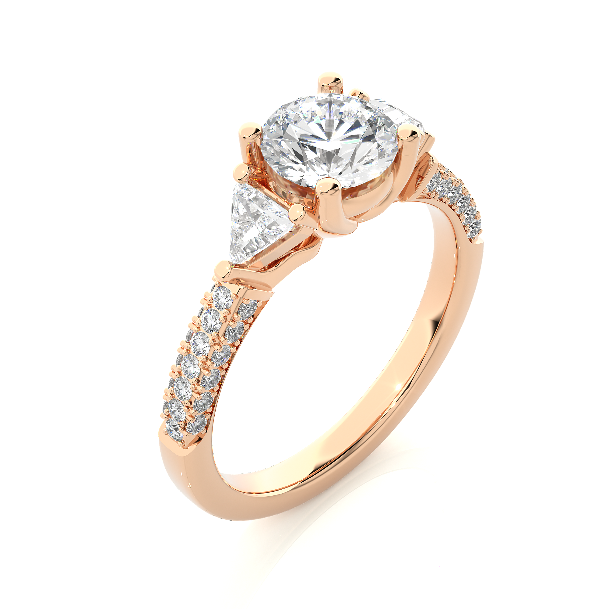 14K White Yellow Rose Gold 1.63 Carat Three Diamond Ring