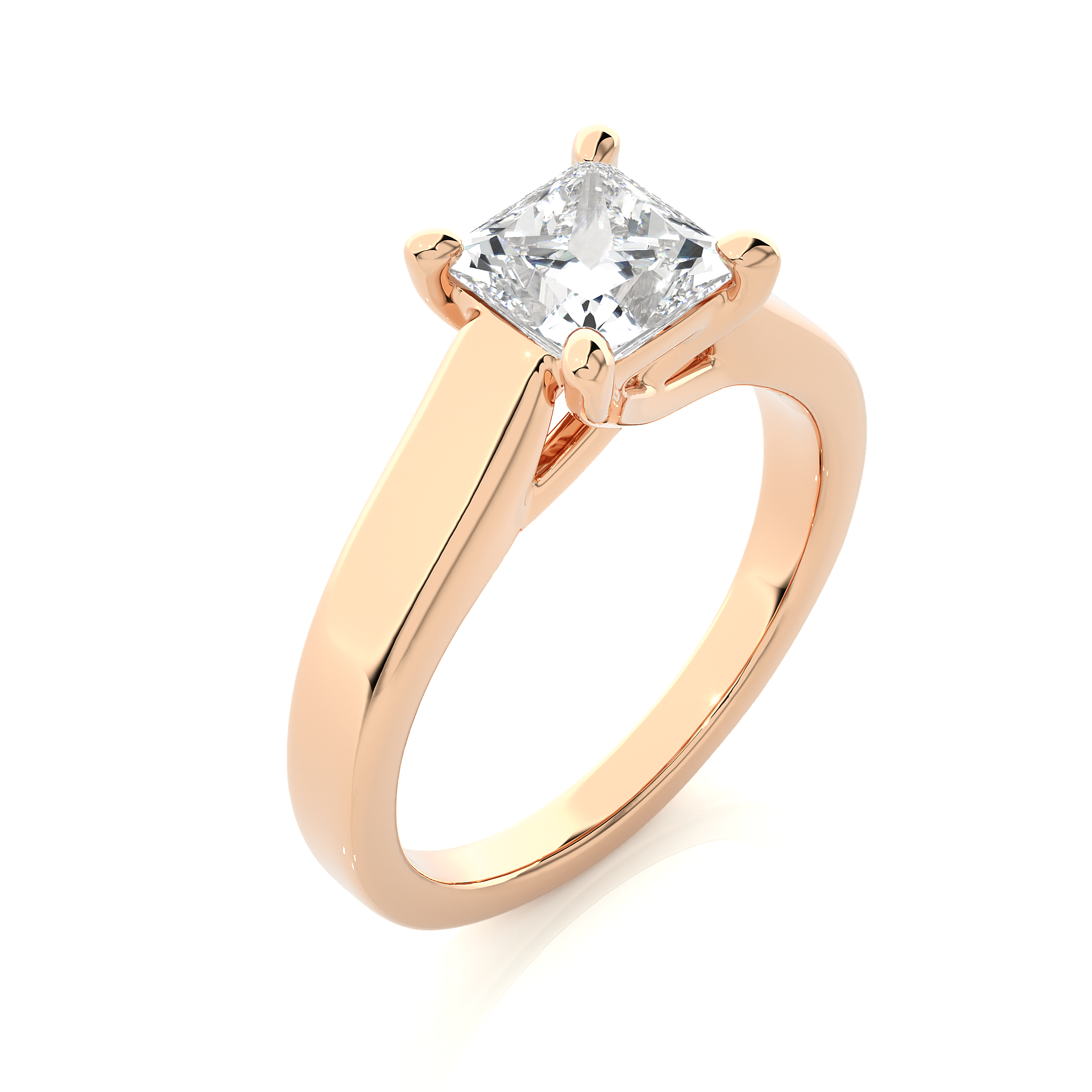 14K White Yellow Rose Gold 1.35 Princess Diamond Ring