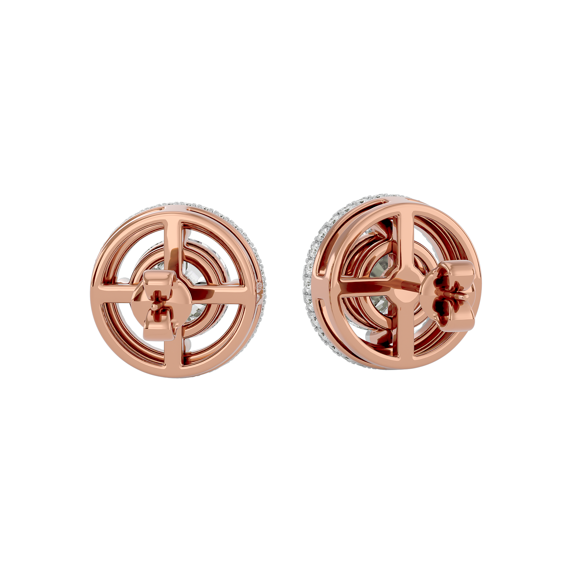 Radiant Round Diamond Gold Earrings
