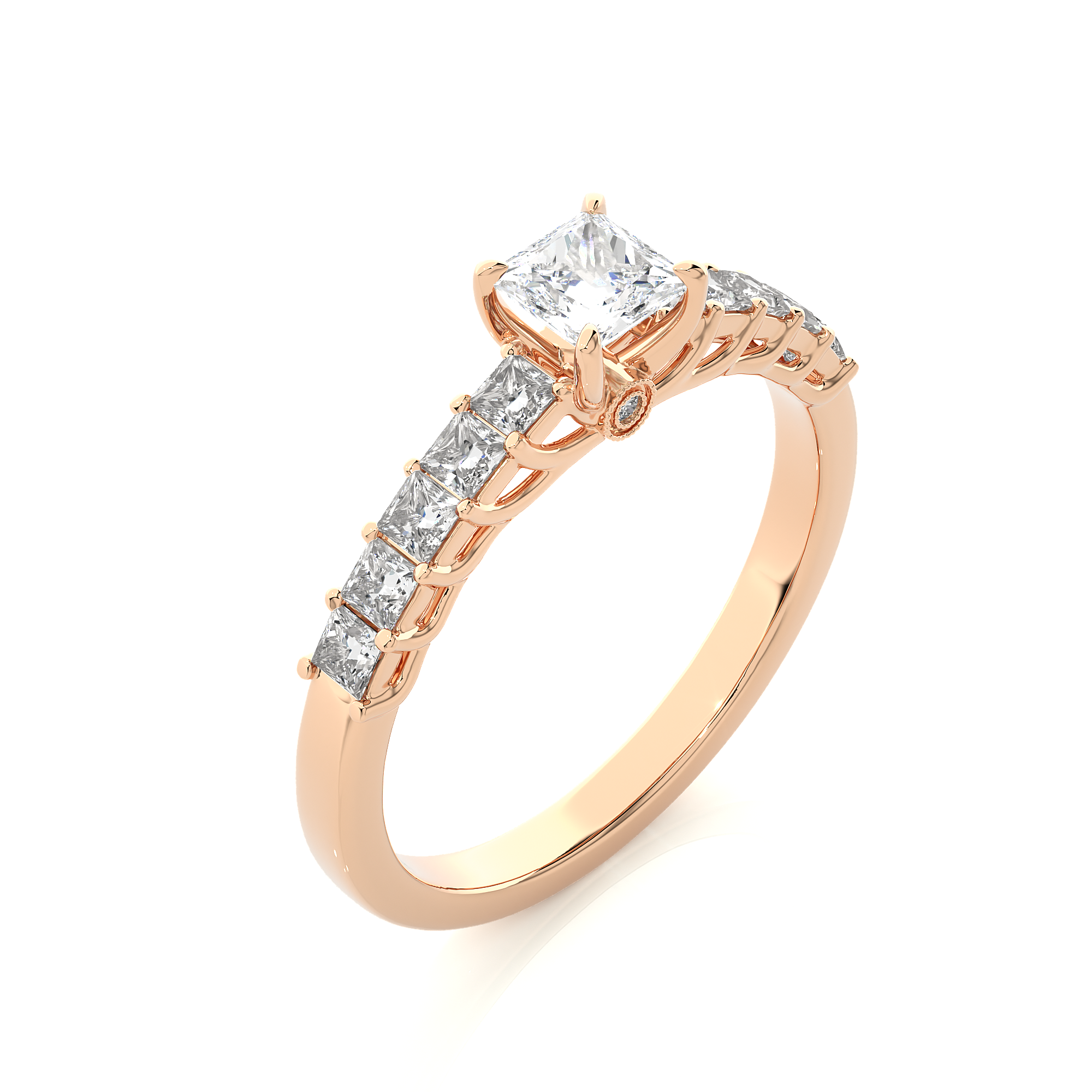 14K White Yellow Rose Gold 0.40 Carat Princess Solitaire Diamond Ring