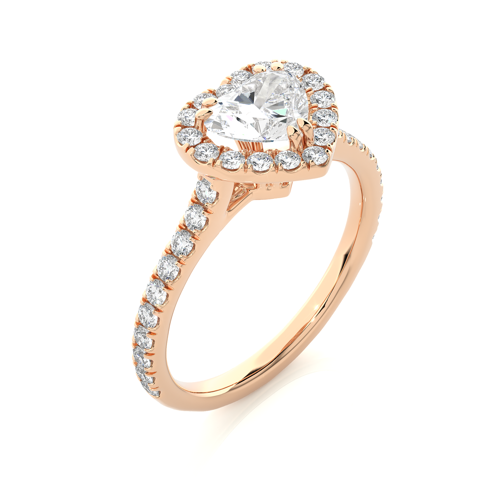 14K White Yellow Rose Gold 1.33 Carat Heart Double HaloDiamond Ring