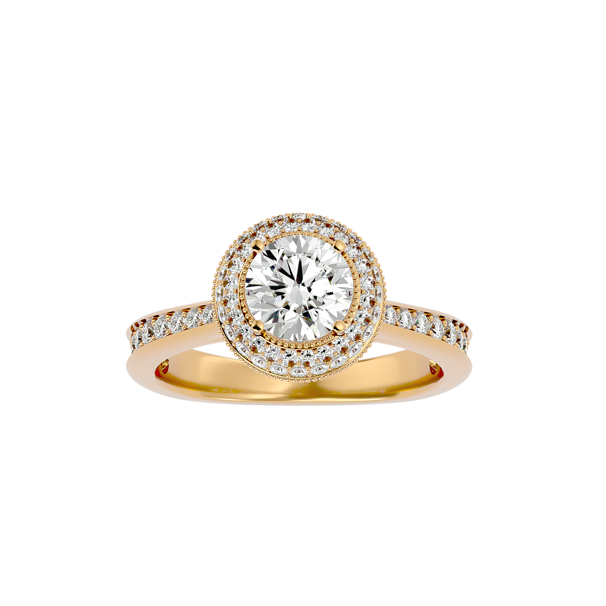 14K White Yellow Rose Gold 1.64 Carat Round Halo Diamond Ring