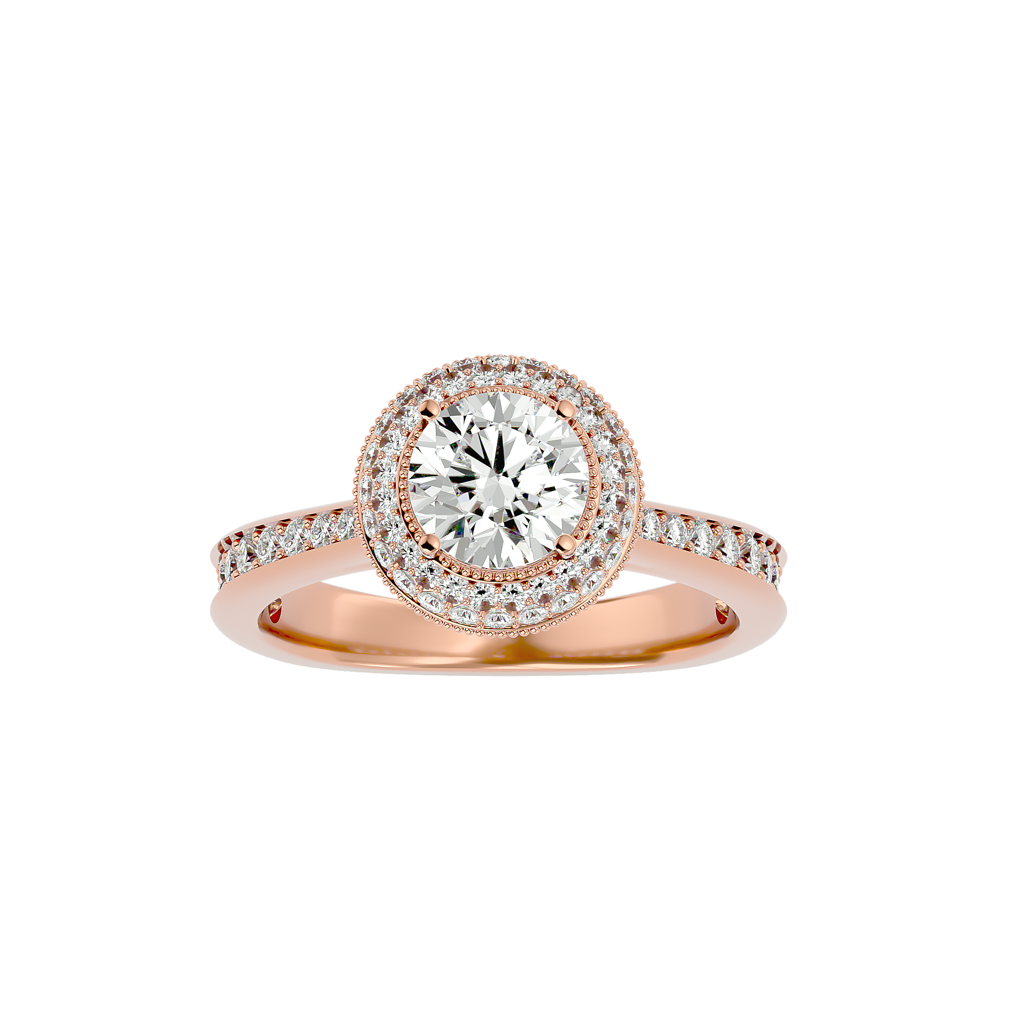 14K White Yellow Rose Gold 1.64 Carat Round Halo Diamond Ring