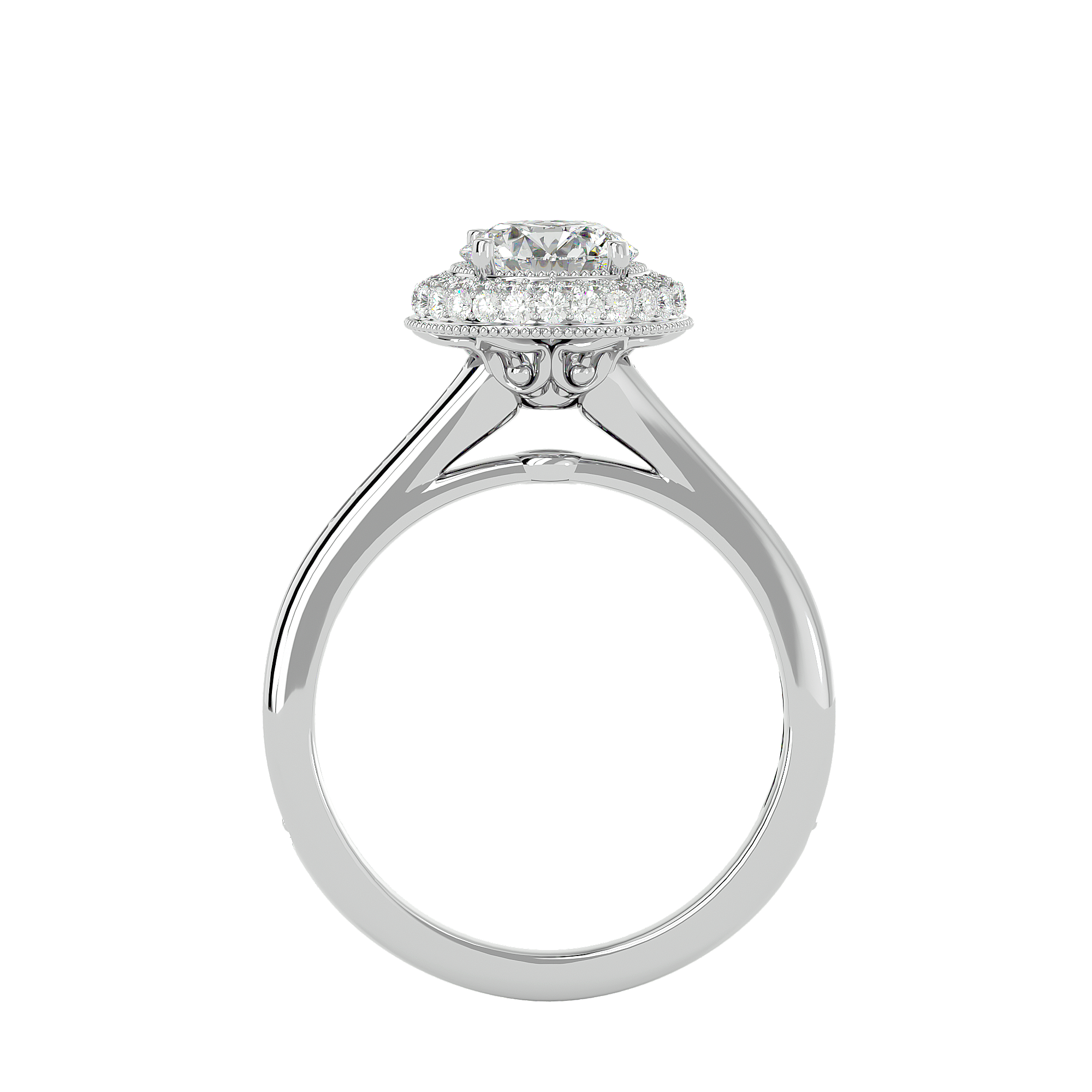 14K White Yellow Rose Gold 1.64 Carat Round Halo Diamond Ring