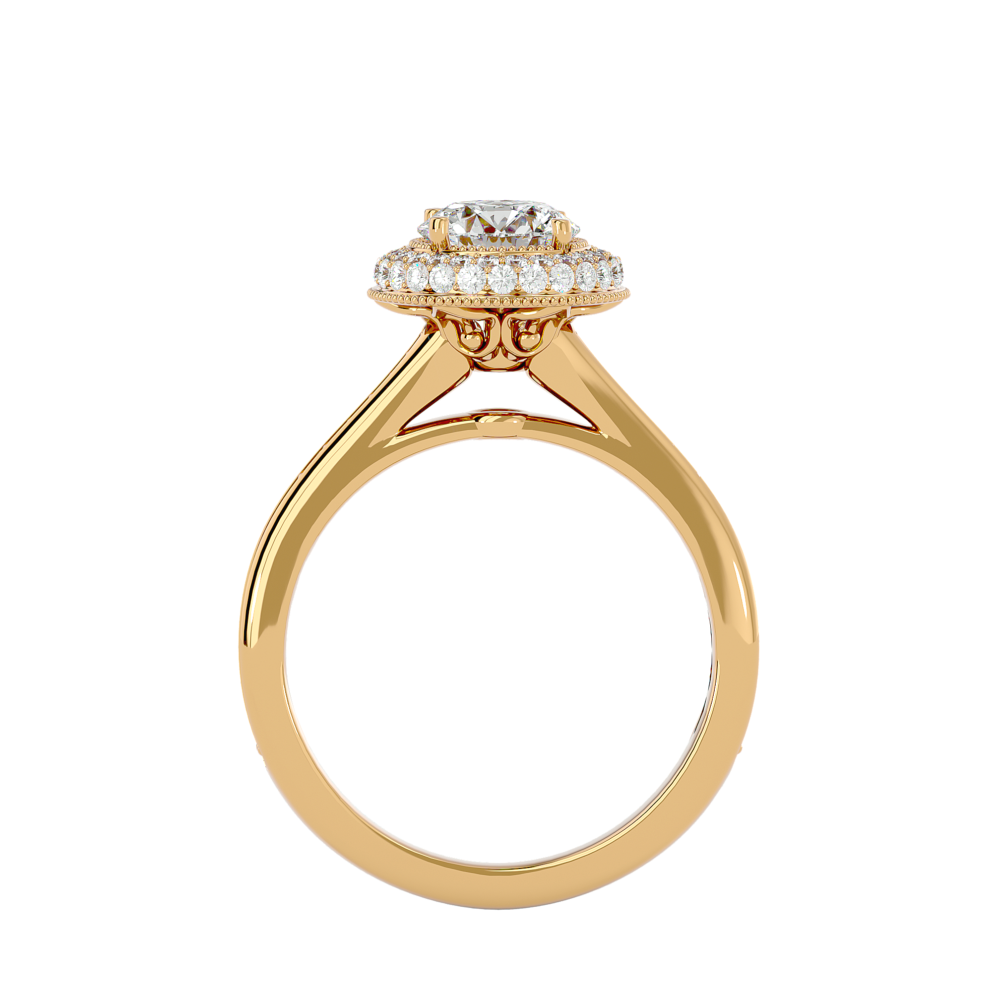 14K White Yellow Rose Gold 1.64 Carat Round Halo Diamond Ring