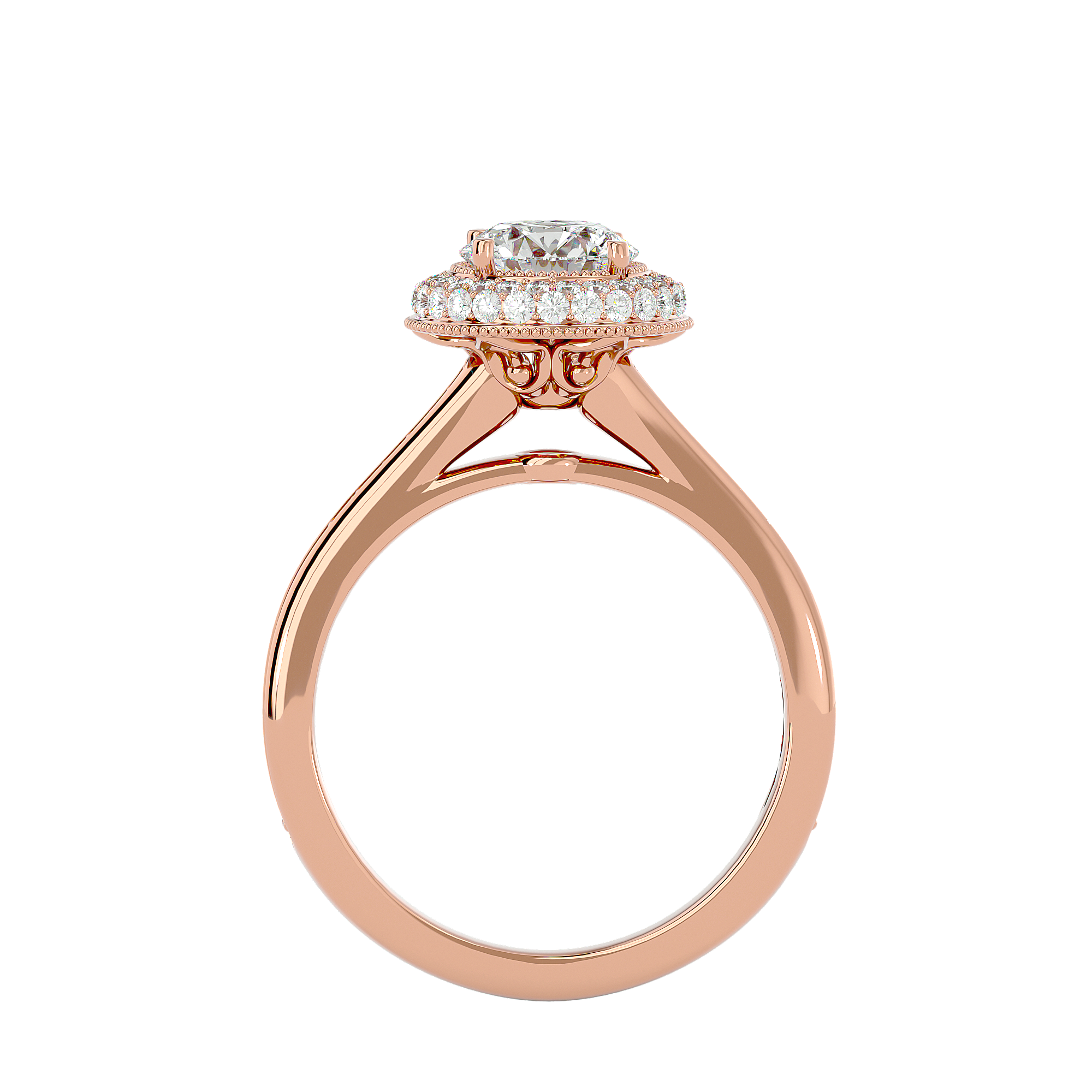 14K White Yellow Rose Gold 1.64 Carat Round Halo Diamond Ring