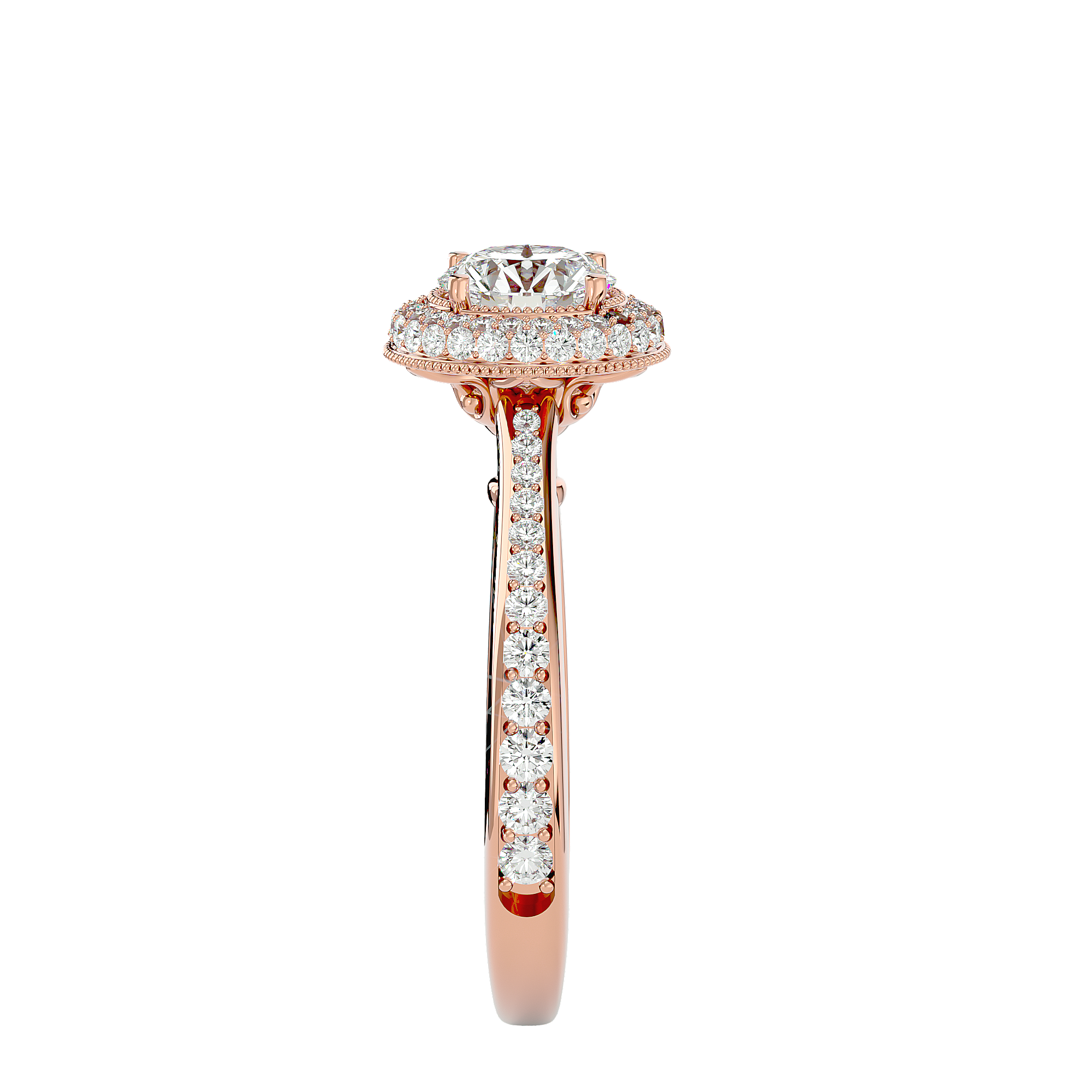 14K White Yellow Rose Gold 1.64 Carat Round Halo Diamond Ring
