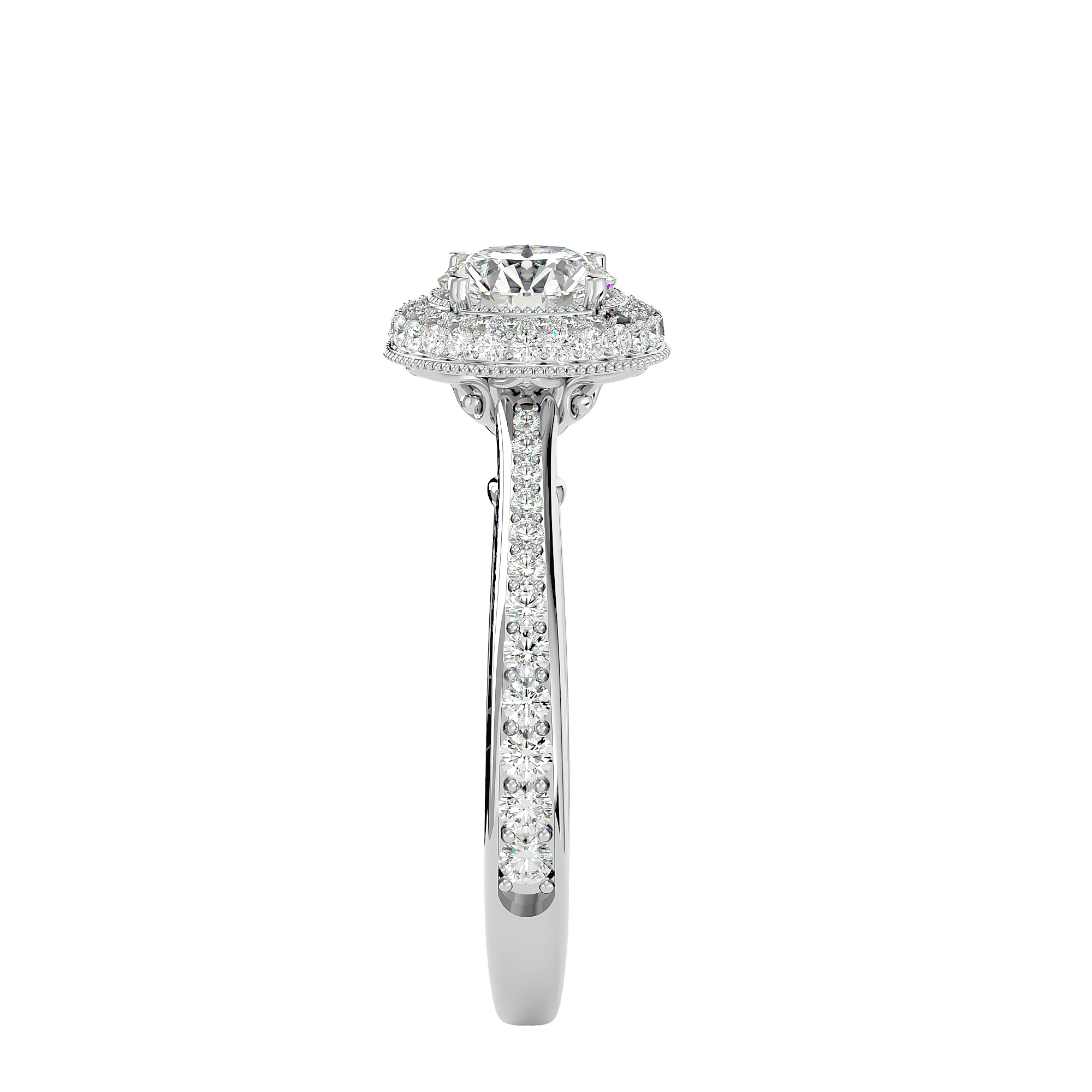 14K White Yellow Rose Gold 1.64 Carat Round Halo Diamond Ring